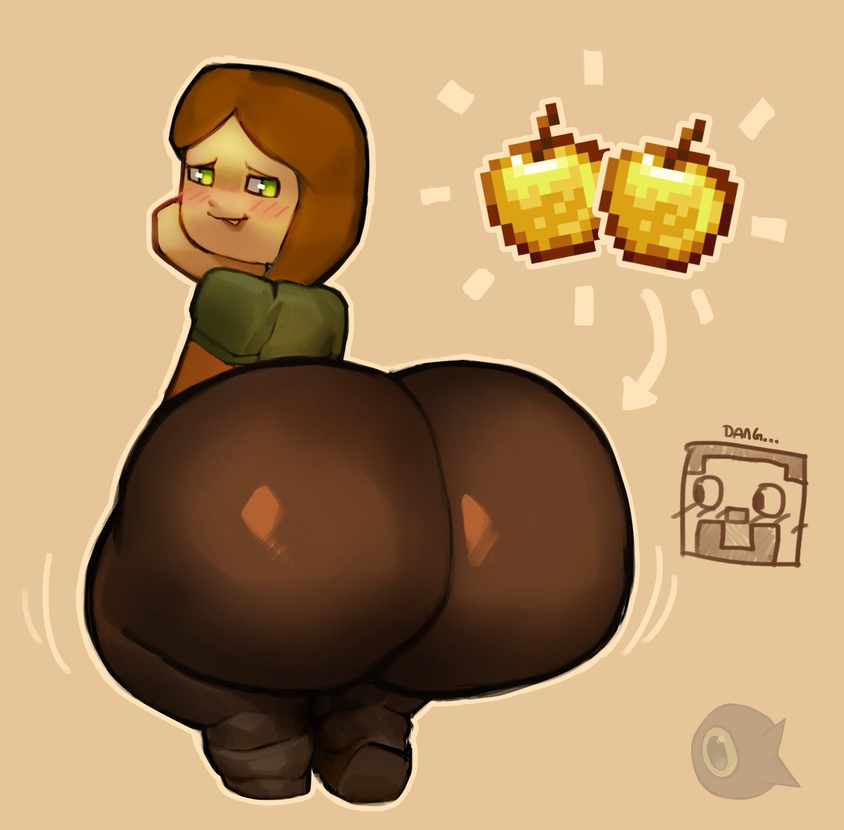 alex_(minecraft) ass ass_bigger_than_head ass_focus clothed female huge_ass minecraft steve_(minecraft) teasing undergroundj