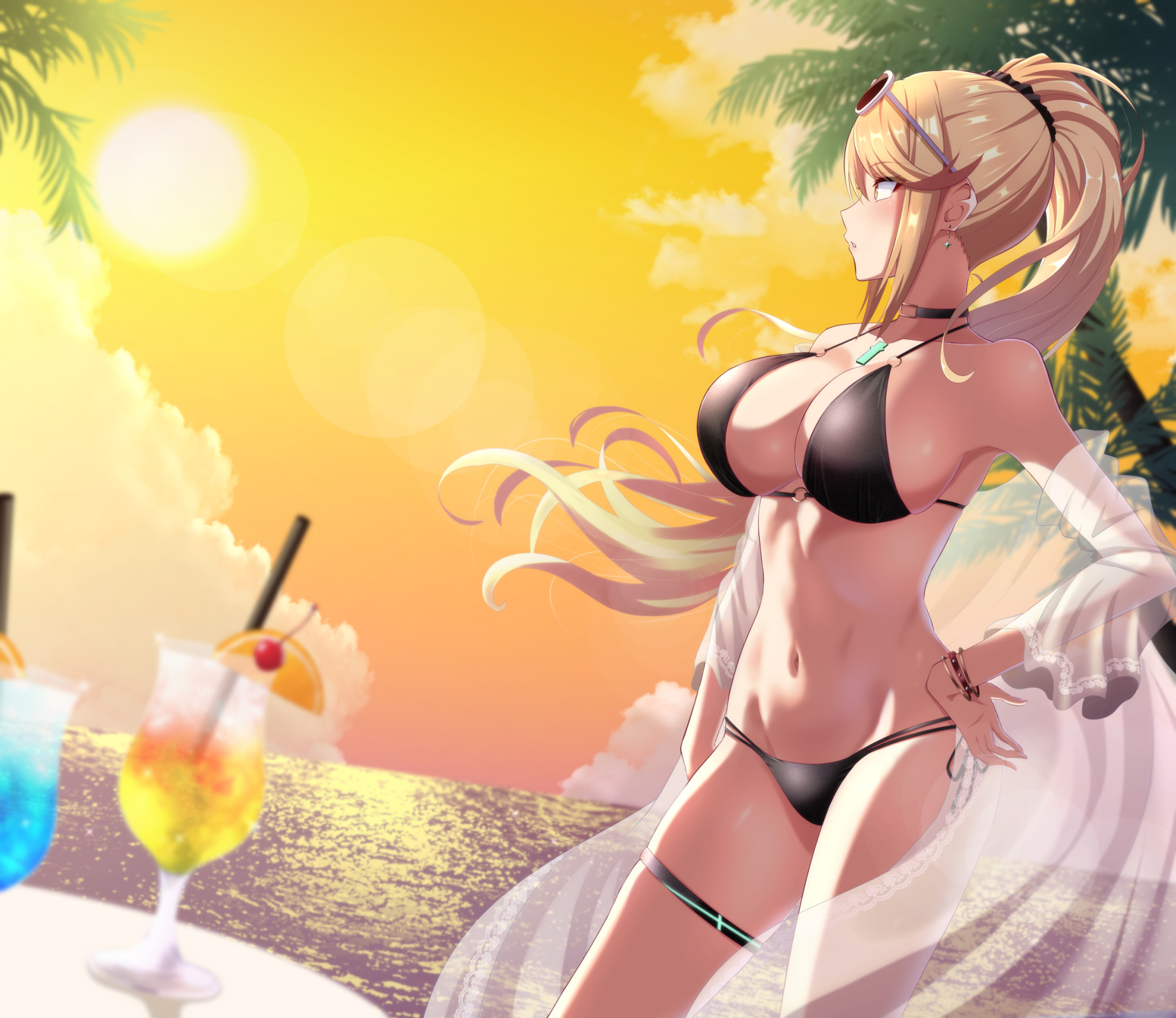 bikini, breasts, female, female only, mebi il, mythra, solo, swimsuit, tagme, white skin, xenoblade (series), xenoblade chronicles 2