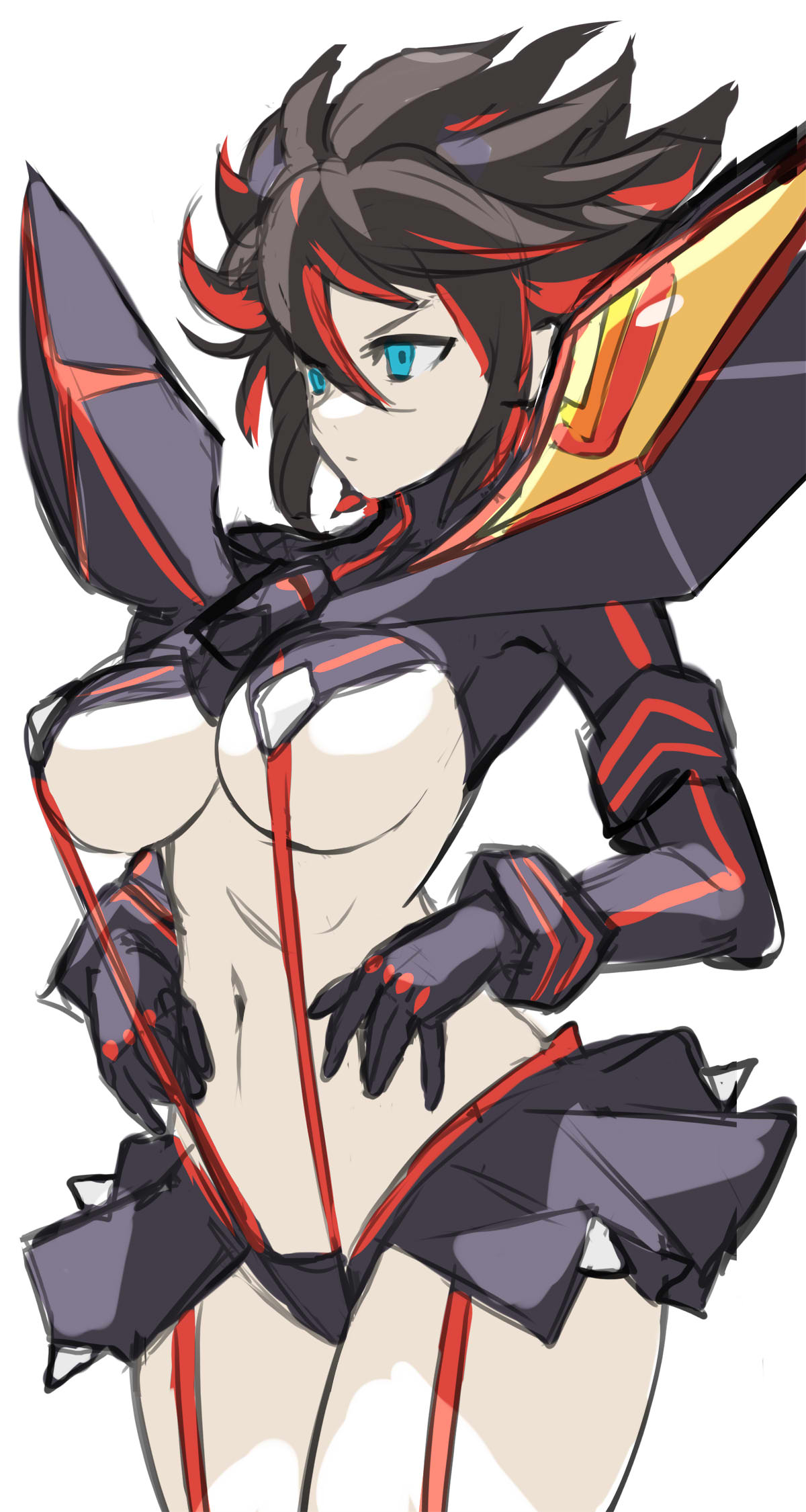 belly belly_button big_breasts breasts curvaceous curvy enmanuelart20 kill_la_kill large_breasts matoi_ryuuko revealing_clothes senketsu tagme thick thick_thighs thighs tomboy tummy