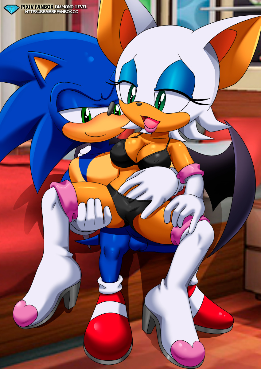 bbmbbf, cleavage, diamond level, erect nipples, erect nipples under bikini, erect nipples under clothes, female, fingering, furry, furry only, hand in another's panties, hand in panties, lingerie, male, mobius unleashed, nipple bulge, nipples, palcomix, pietros secret club, romantic couple, rouge the bat, sonic (series), sonic the hedgehog, sonic the hedgehog (series)