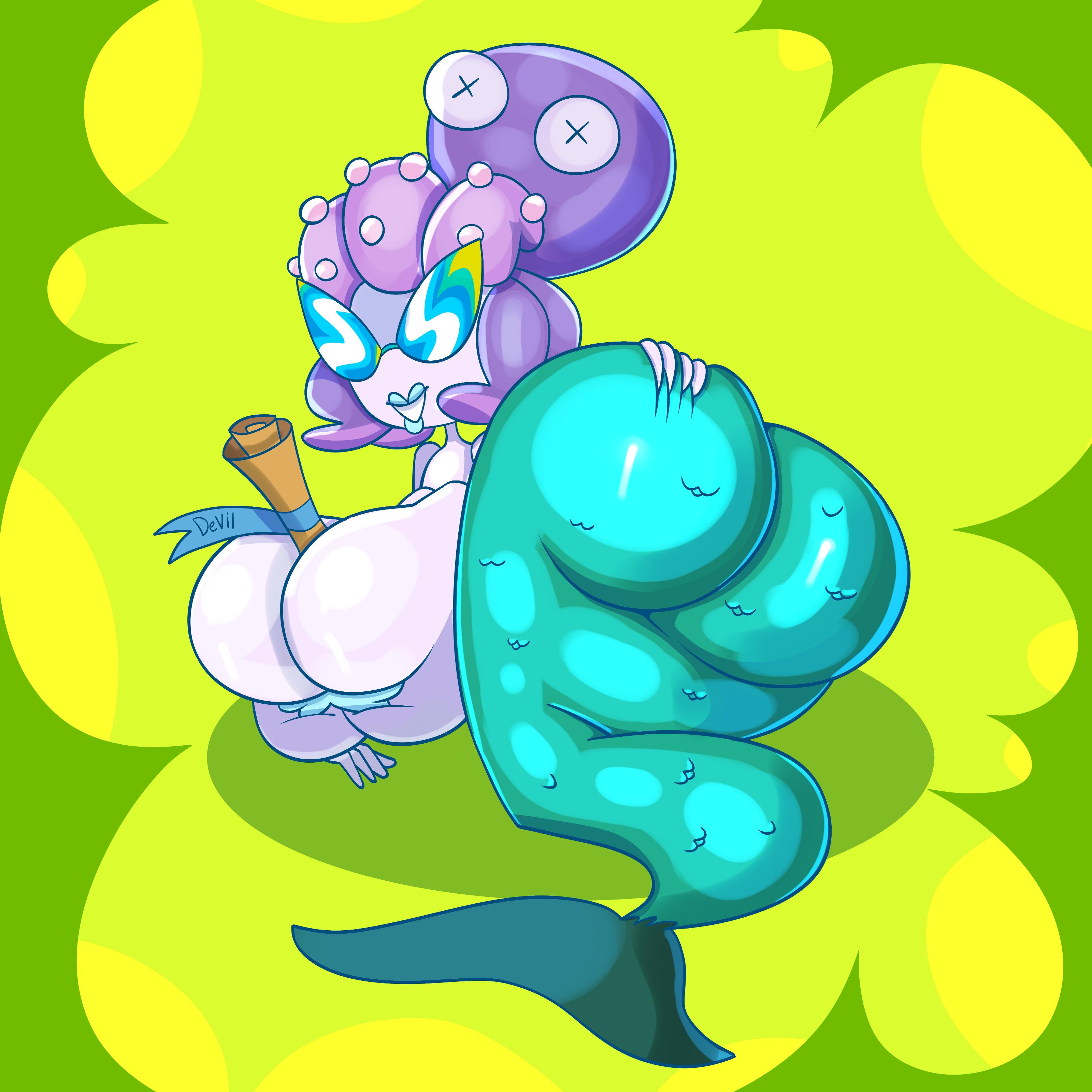 ass, big ass, big breasts, breasts, cala maria, chubby, cuphead (game), female, huge ass, huge breasts, knick knack, large ass, large breasts, merfolk, mermaid, monster girl, permanent smile, sunglasses, sunnification, sweetdandy, wide hips