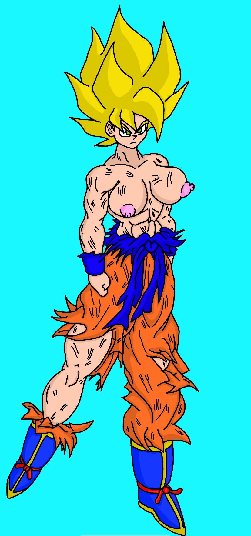 dragon_ball dragon_ball_z female_goku female_saiyan iceboy128 saiyan son_goku super_saiyan