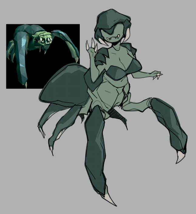 1girls 6_legs alien alien_girl big_breasts breasts chitin claws cute deep_rock_galactic female glacierclear glyphid glyphid_grunt gray_background grey_background insect monster_girl monster_girl_(genre) multi_leg multi_limb simple_background solo solo_female spider spider_girl tagme taur teeth