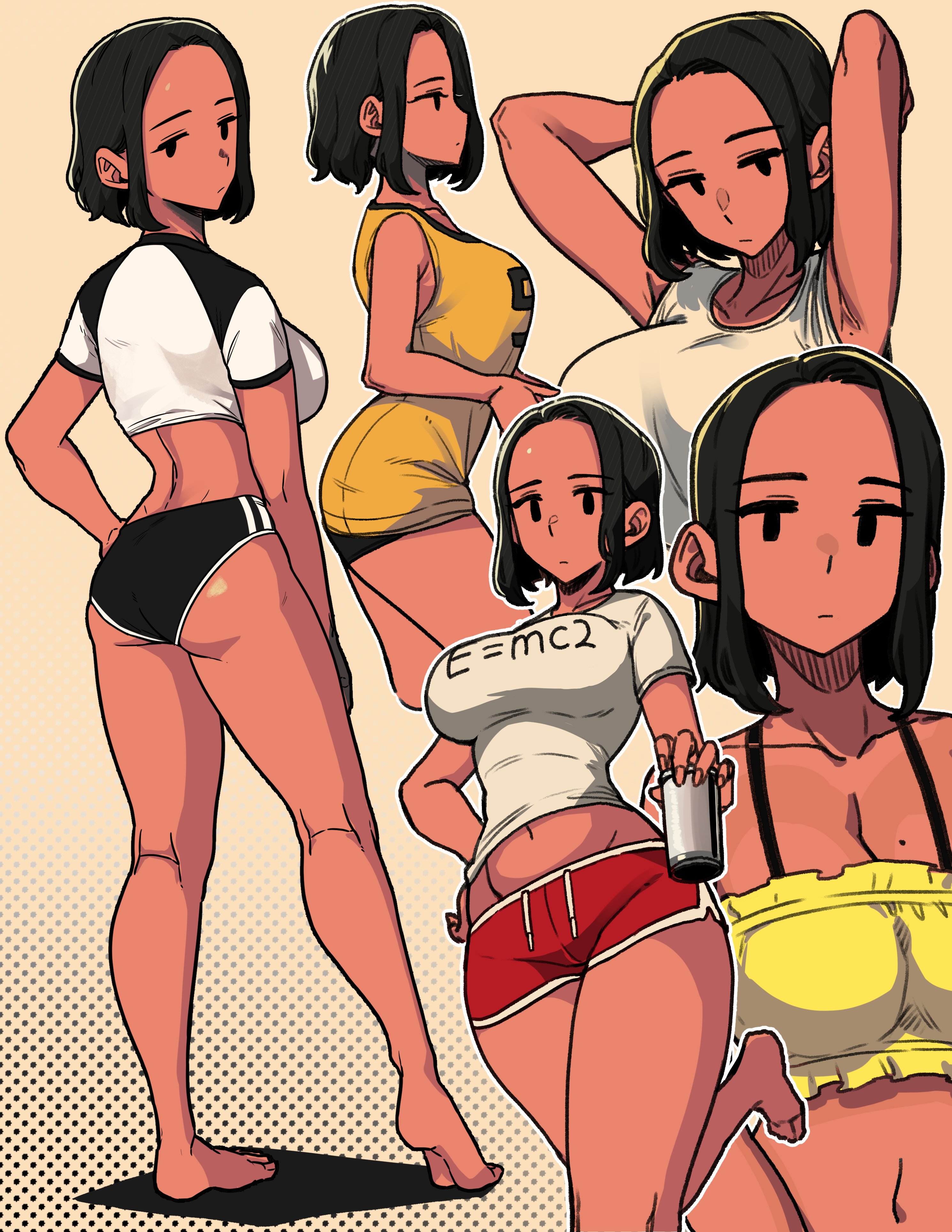 ass, big ass, big breasts, black hair, breasts, bubble ass, bubble butt, female, mob face, mob girl, powtaytow3333, short hair, tagme