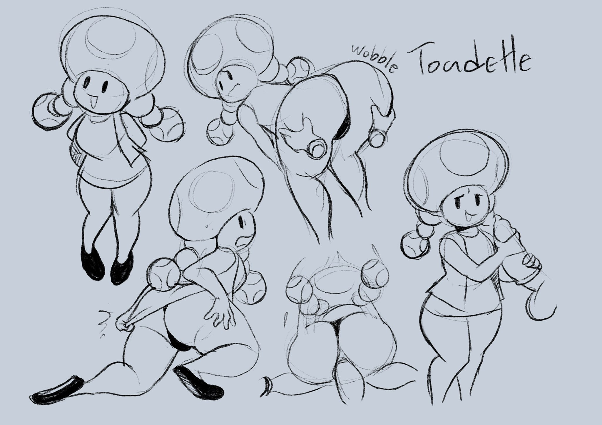 1boy, 1girls, ass, black eyes, character name, female, female focus, floating hands, grabbing ass, male, mario (series), mob face, mushroom girl, mushroom humanoid, nintendo, partial male, penetration, penis, pigtails, pussy, sex, simple background, simple face, thehoeartist, thong, toadette, trying to cover up, twintails, vaginal penetration, wobbling ass