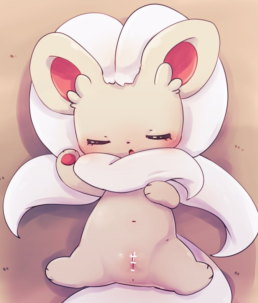 anthro blush cinccino closed_eyes cub ears furry grey_fur okarina123 open_mouth pokémon_(species) pokemon pussy sakaeguchi_okarina sleeping tagme