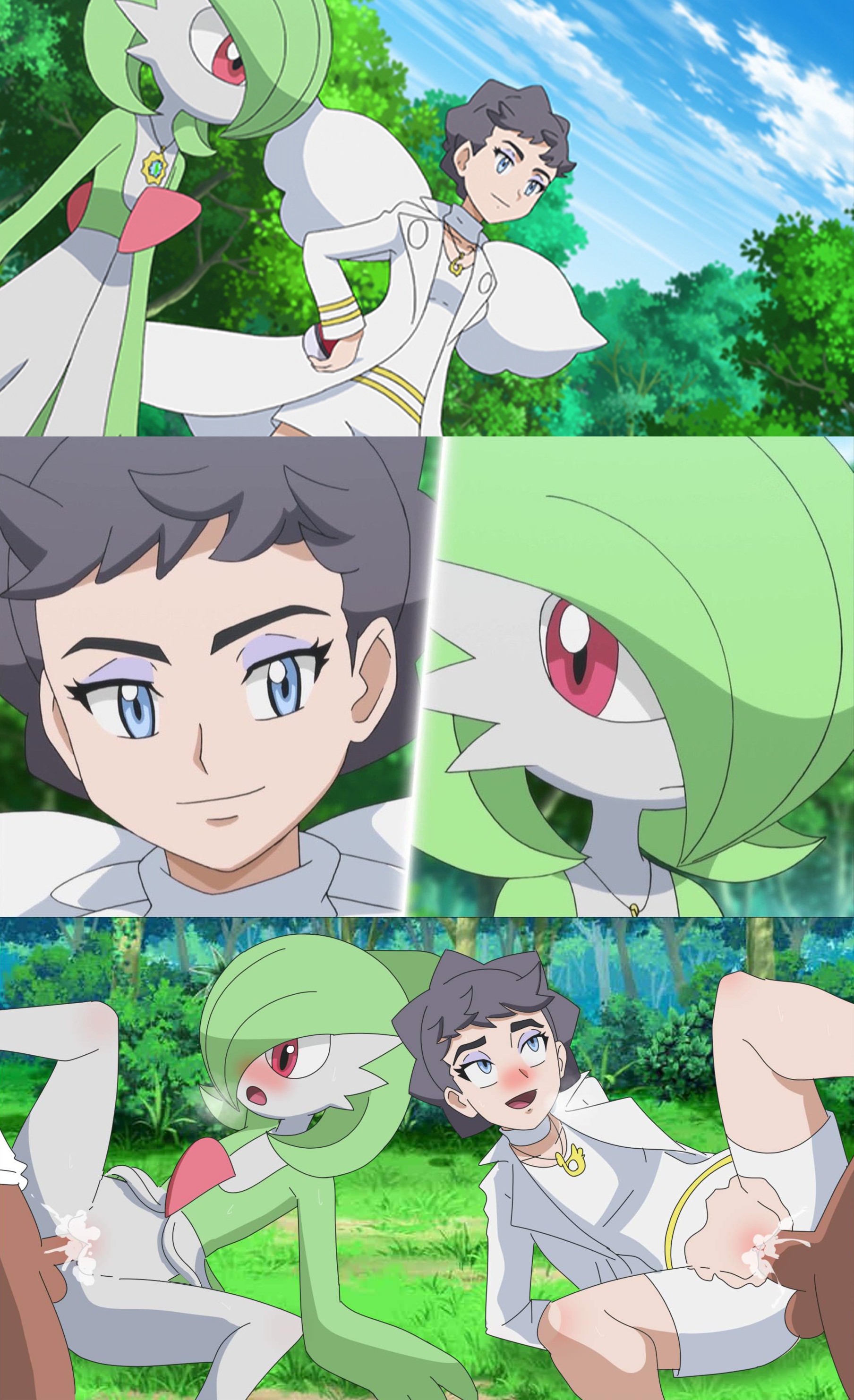2boys, 2girls, accurate art style, blue eyes, blush, breasts, camper34, cum in pussy, diantha (pokemon), female, female focus, ffmm foursome, flat chest, foursome, gardevoir, generation 3 pokemon, human, male, medium breasts, multiple boys, multiple females, multiple girls, multiple males, outdoor sex, outdoors, pokémon (species), pokemon, pokemon (species), pokemon champion, pokemon rse, pokemon xy, pokephilia, pussy, red eyes, sex, vaginal penetration