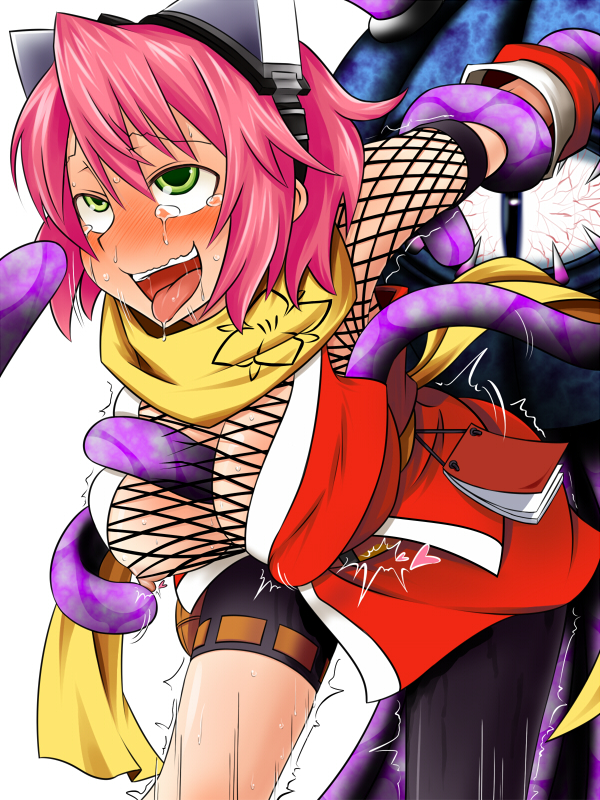 2020 artist_request blush breasts crying green_eyes izuna legend_of_the_unemployed_ninja nipple_play nipples pink_hair short_hair tagme tentacle tentacle_monster tentacle_sex tongue_out