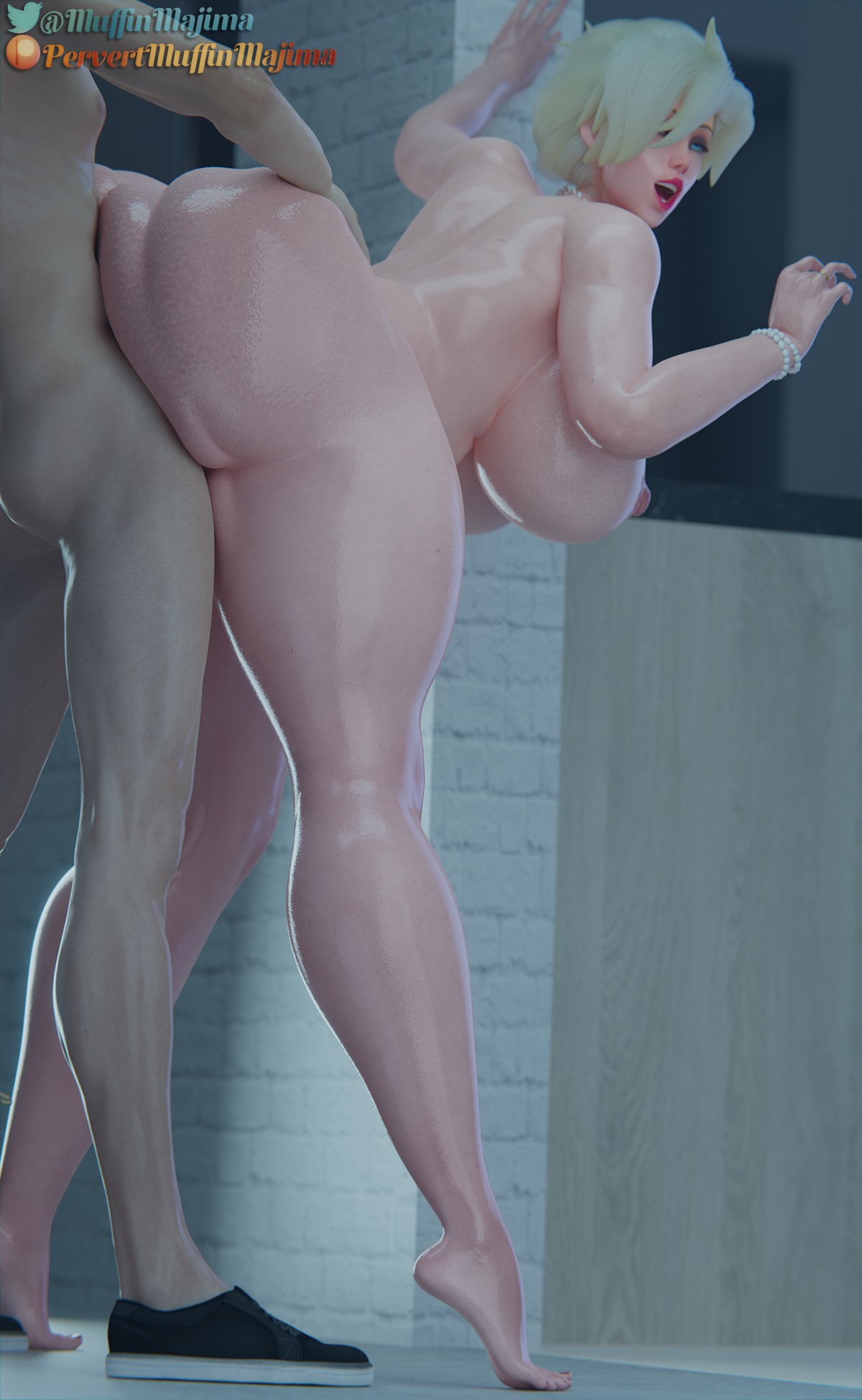 1boy, 1girls, 3d, ass, big ass, big breasts, breasts, curvy, fat ass, female, hand on ass, male, mercy, milf, overwatch, pervertmuffinmajima, pussy, thick thighs, vaginal penetration, vaginal sex, voluptuous