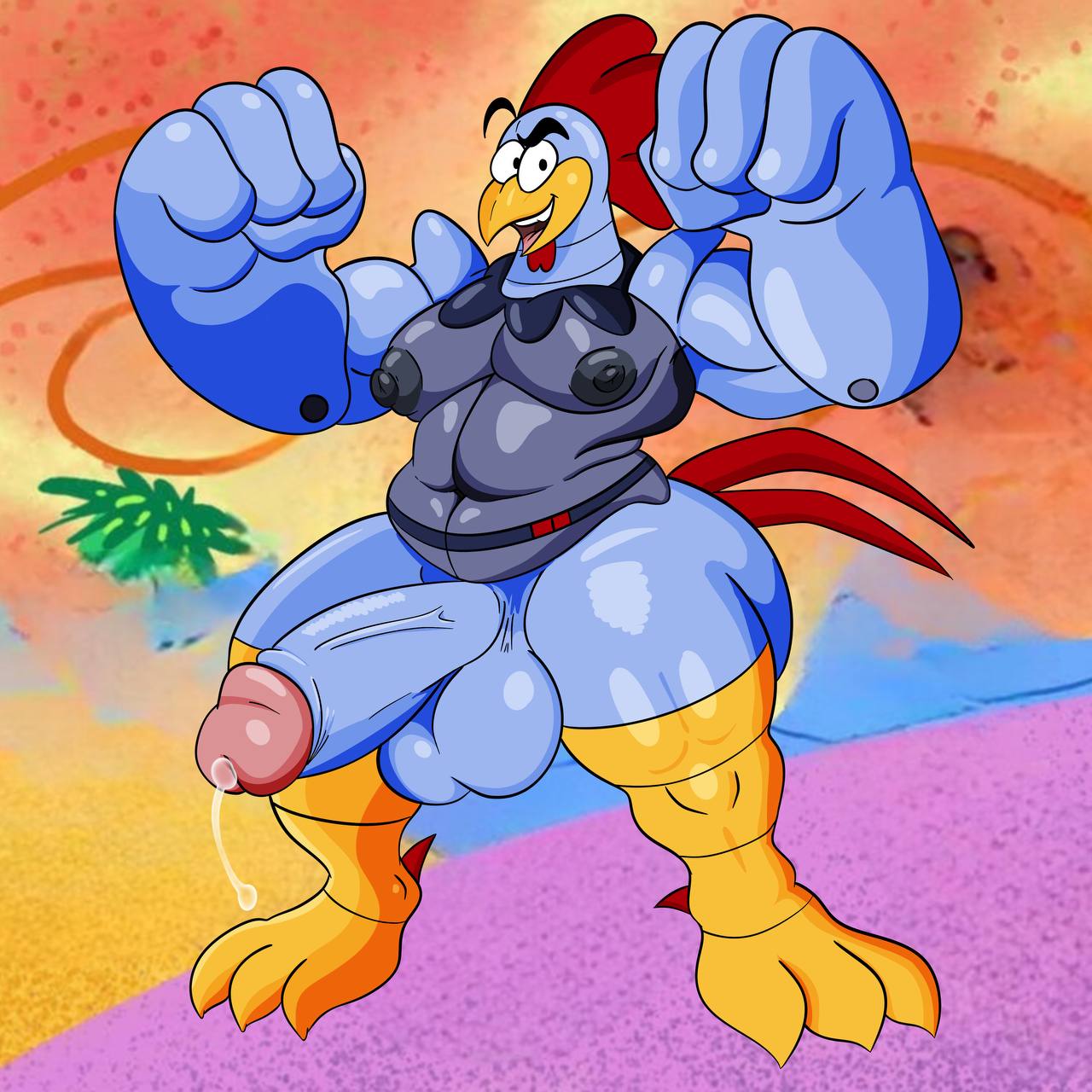 adventures_of_sonic_the_hedgehog anthro ass avian avian_caruncle balls big_balls big_butt big_forearms big_penis bird chicken comb_(anatomy) forearms galliform gallus_(genus) genitals head_crest hi_res huge_butt huge_cock humanoid machine male muscular pecs penis phasianid possbooty robot robot_humanoid scratch_(adventures_of_sonic_the_hedgehog) scratch_(sonic) sega slightly_chubby solo sonic_(series) sonic_the_hedgehog_(series) thick_thighs