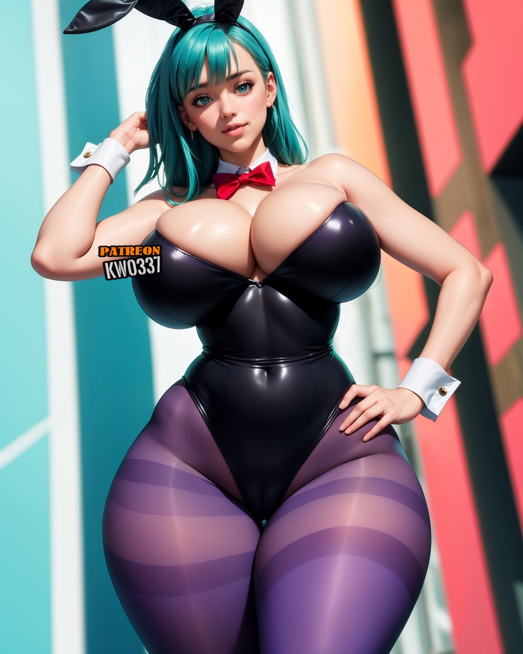 1girls ai_generated ass big_ass big_breasts blue_green_hair blue_hair bulma_briefs bunny_ears bunny_girl bunnysuit dragon_ball green_hair kw0337 tagme thick_thighs