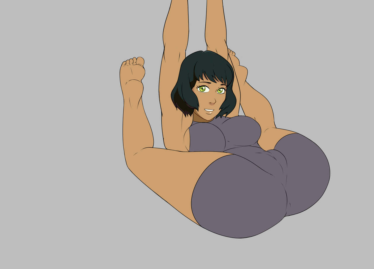 1girls, armpits, ass, avatar legends, big ass, breasts, busty, cameltoe, dark skin, dark-skinned female, female, female focus, female only, four elements trainer, game cg, green eyes, large breasts, looking at viewer, mity, one-piece swimsuit, opal bei fong, pussy, short black hair, smooth skin, soles, solo, stretching, swimsuit, the legend of korra, thick ass, yoga