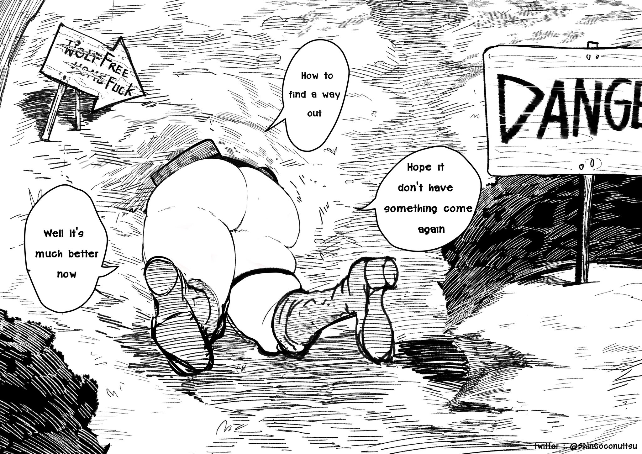 ass, big ass, comic, comic panel, femboy, gay, green (artist), green (original), male, male focus, oc, original, original character, rape, stuck, stuck in wall, tagme, thick thighs, through wall, wide hips