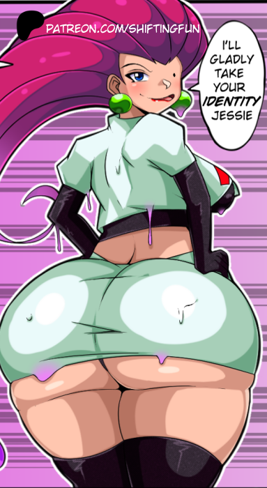 ass_expansion big_ass big_breasts big_thighs ditto ditto_(pokémon) ditto_copied_person ditto_face huge_ass jessie_(pokemon) pokemon pokemon_(species) shape_shifter shapeshifter shiftingfun slime team_rocket transformation