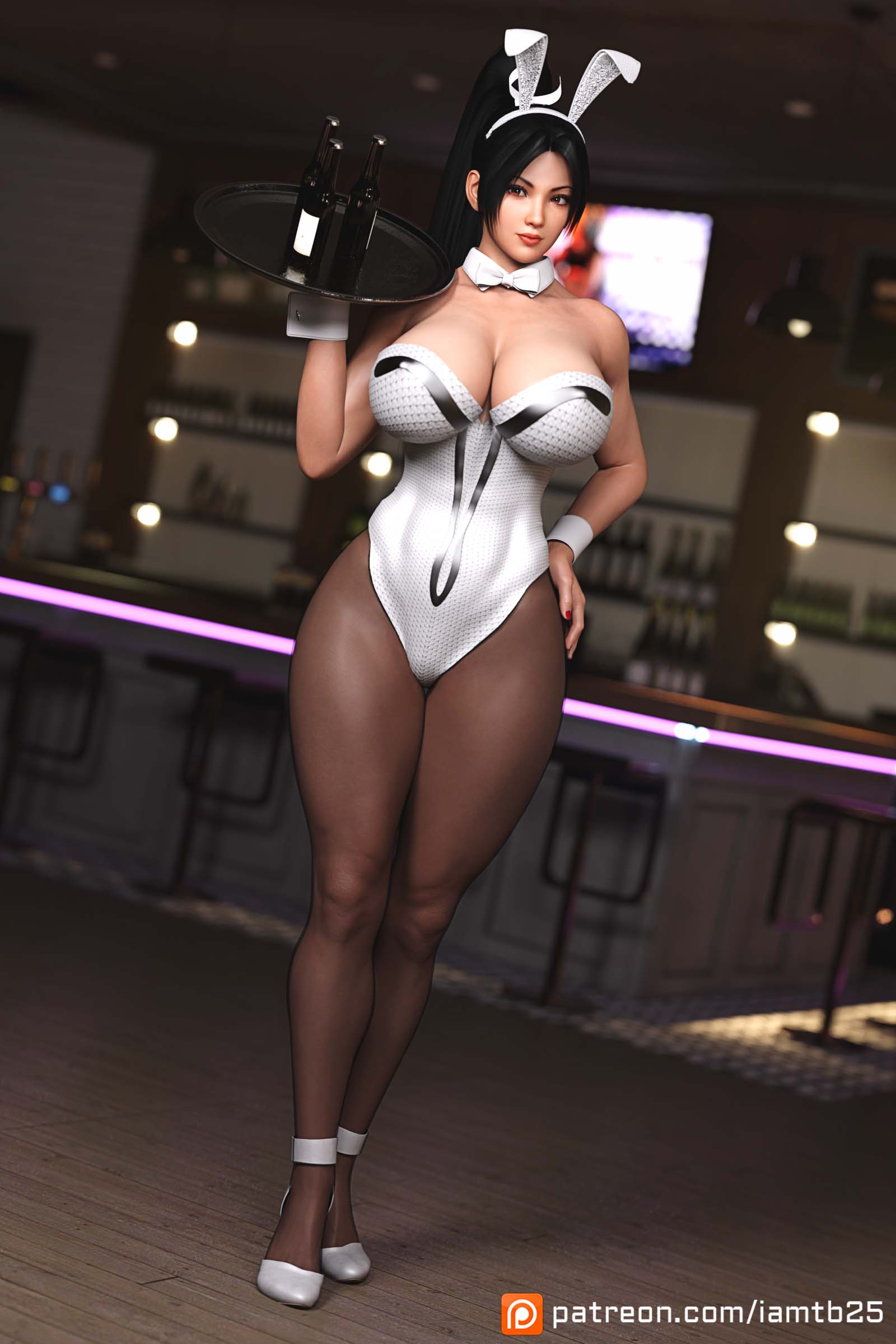 1girls, 3d, asian, big breasts, breasts, bunny ears, bunnysuit, cleavage, dead or alive, fatal fury, female, female only, high heels, king of fighters, mai shiranui, patreon username, snk, solo, tb25, thick thighs