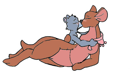 anthro asuraludu bear care_bear care_bears crossover disney female female/female grams_bear interspecies kanga kangaroo kissing lesbian marsupial milf mother pussy smooth_skin winnie_the_pooh_(franchise) yuri