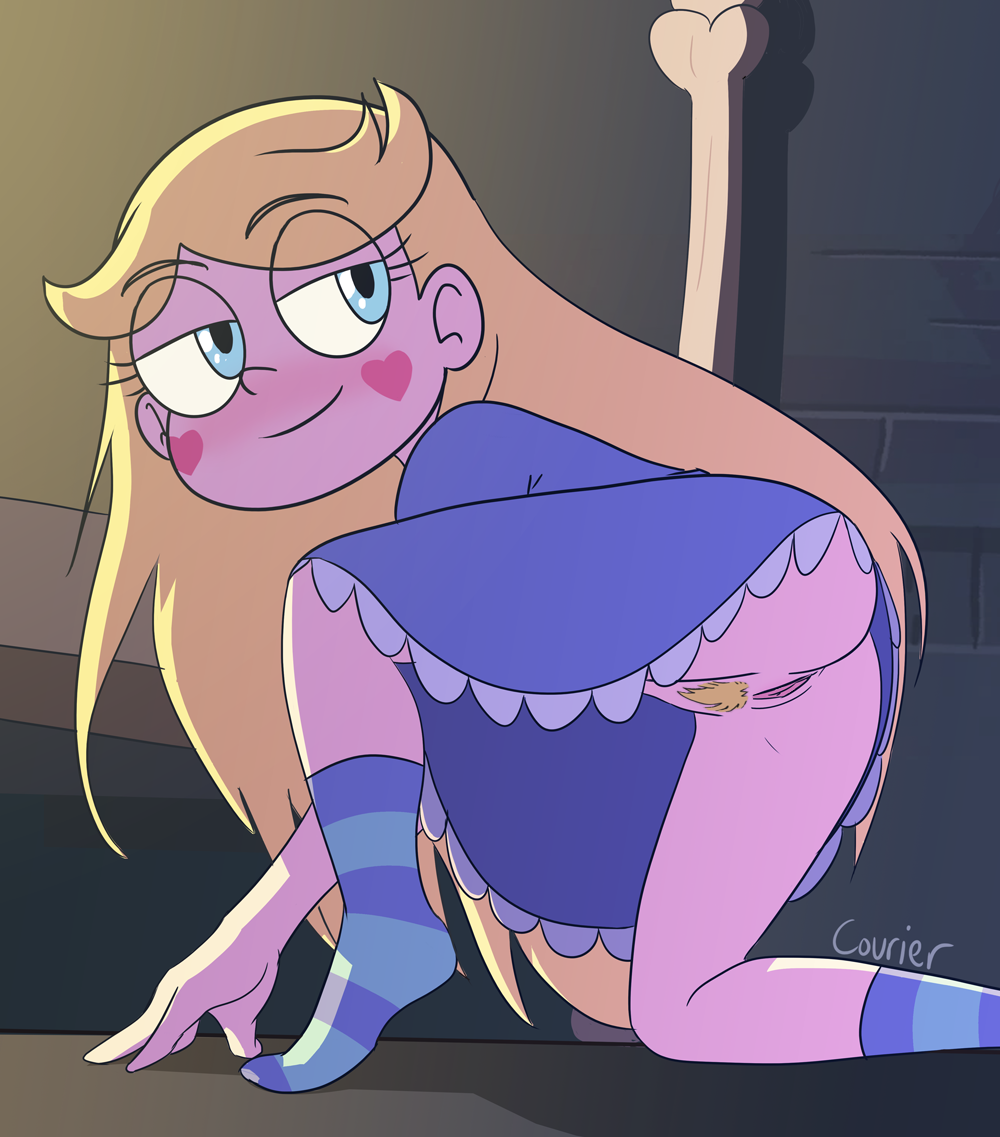 blonde_hair blonde_pubic_hair courier_(artist) edit ironghast nightgown present presenting_pussy pubic_hair pussy small_breasts star_butterfly star_vs_the_forces_of_evil