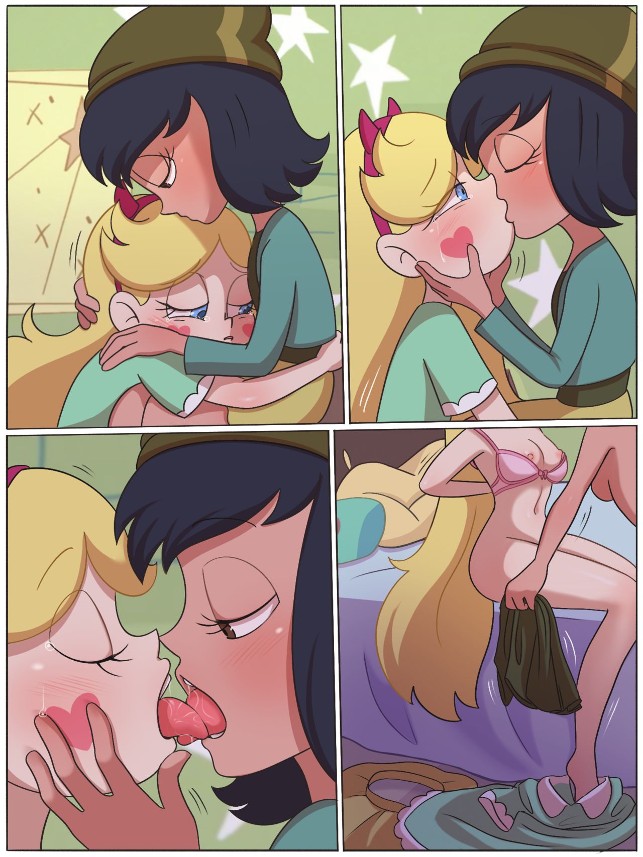 2girls chocolate_and_vanilla hspace interracial_yuri janna_ordonia multiple_girls star_butterfly star_vs_the_forces_of_evil yuri