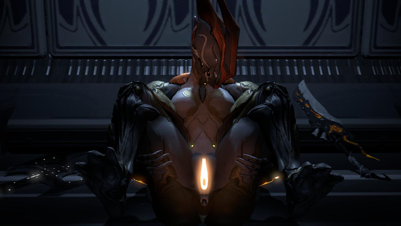 3d_(artwork) alien anus ass breasts claws detailed_background digital_media_(artwork) ember_(warframe) faceless_character faceless_female feet female genitals glowing humanoid pussy solo spread_legs spreading thekidxeno thick_thighs video_games warframe weapon