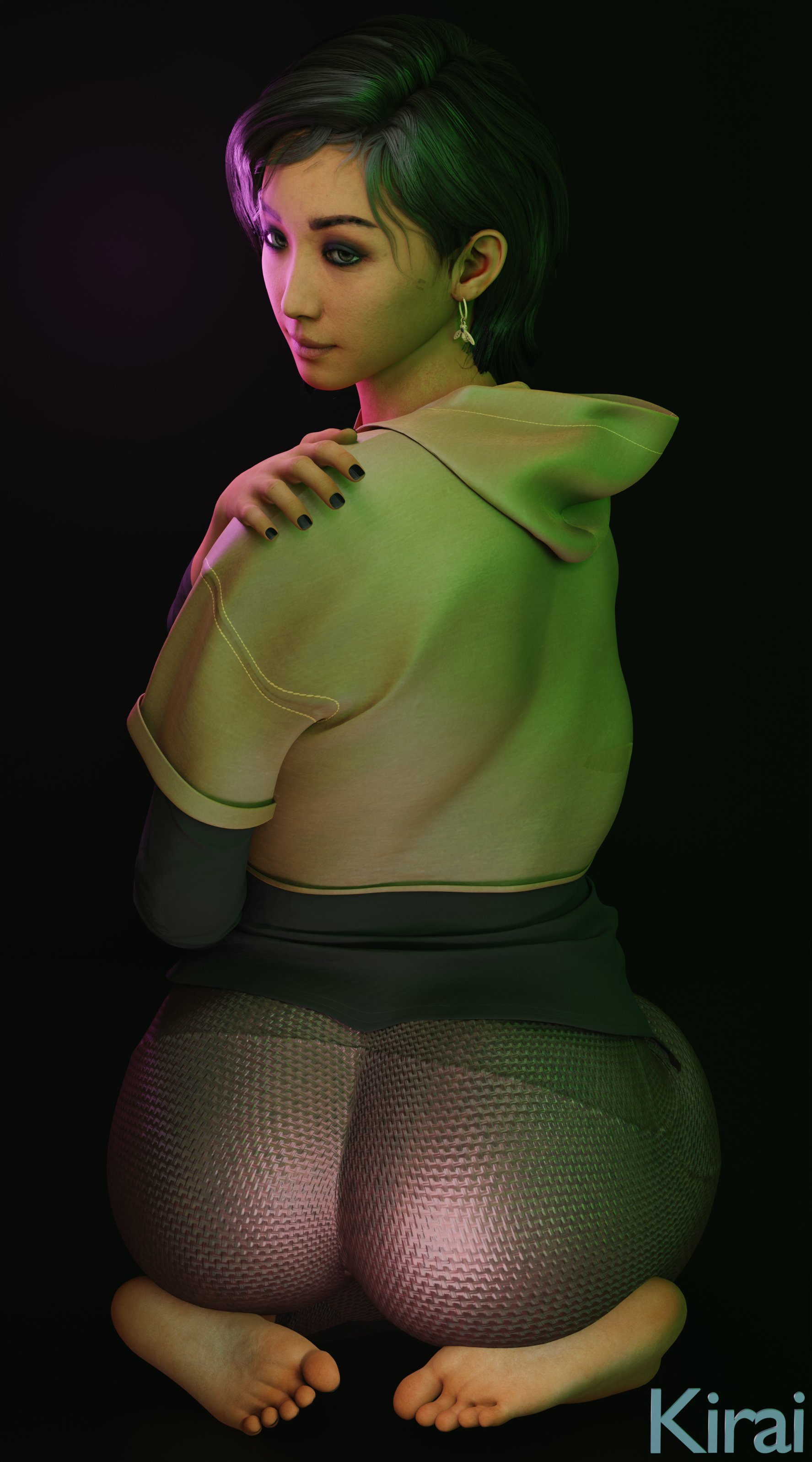 1girls, 2k games, 3d, asian, asian female, ass, barefoot, black hair, brenda song, bubble ass, bubble butt, female, female focus, female only, fully clothed, kaitlyn ka, kirai 3d, nail polish, pantyhose, pinup, pinup pose, pose, posing, rear view, short hair, solo, solo female, supermassive games, tagme, the quarry