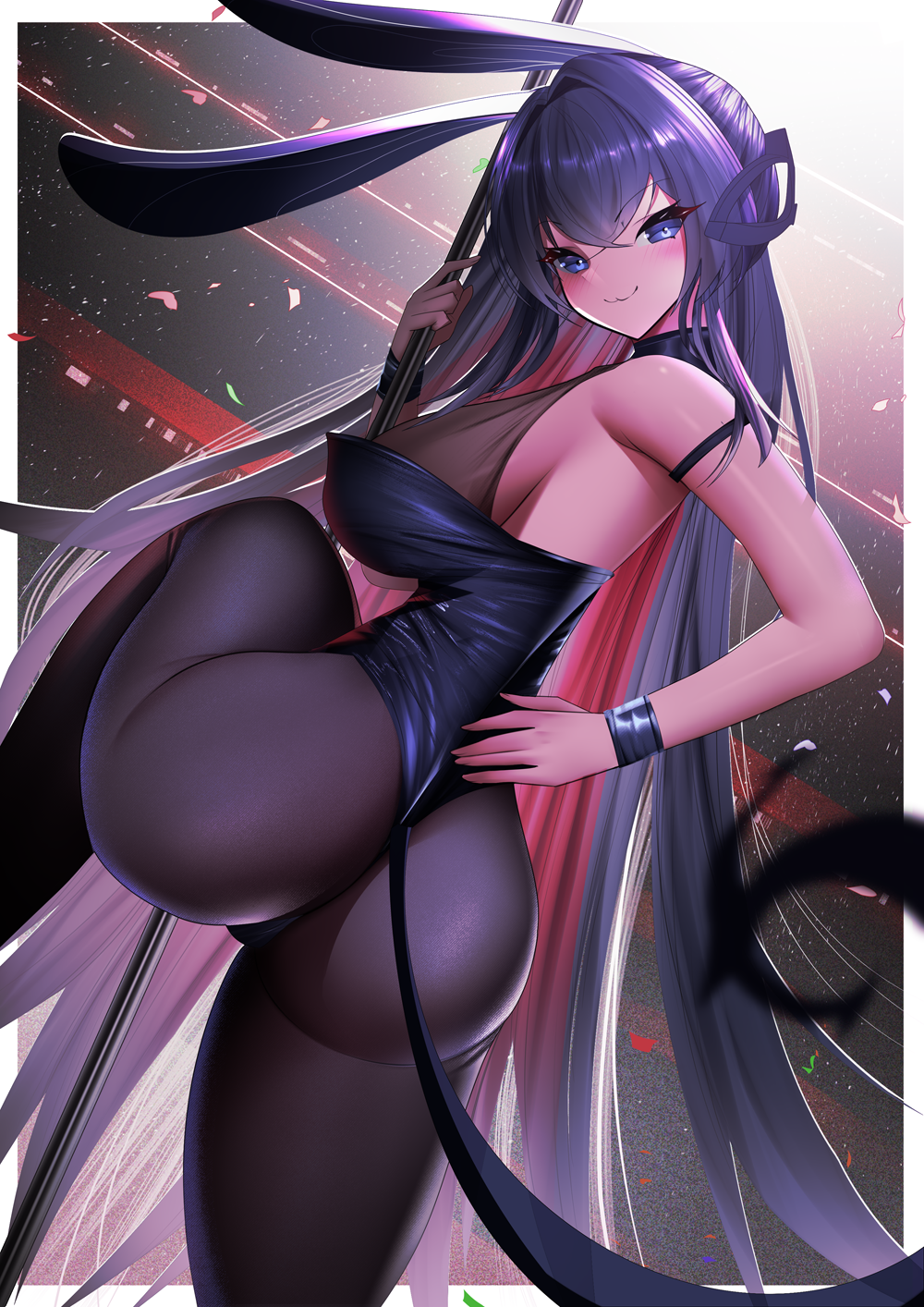 1girls :3 ass azur_lane bare_shoulders big_ass big_breasts blush bunny_ears bunny_girl bunnysuit dat_ass eagle_union_(azur_lane) female female_only gdat huge_ass huge_breasts leg_up leotard light-skinned_female light_skin looking_at_viewer looking_back new_jersey_(azur_lane) new_jersey_(exhilarating_steps!)_(azur_lane) pantyhose playboy_bunny pole pole_dancing sideboob solo standing standing_on_one_leg stripper stripper_pole thick_thighs thighs wrist_cuffs