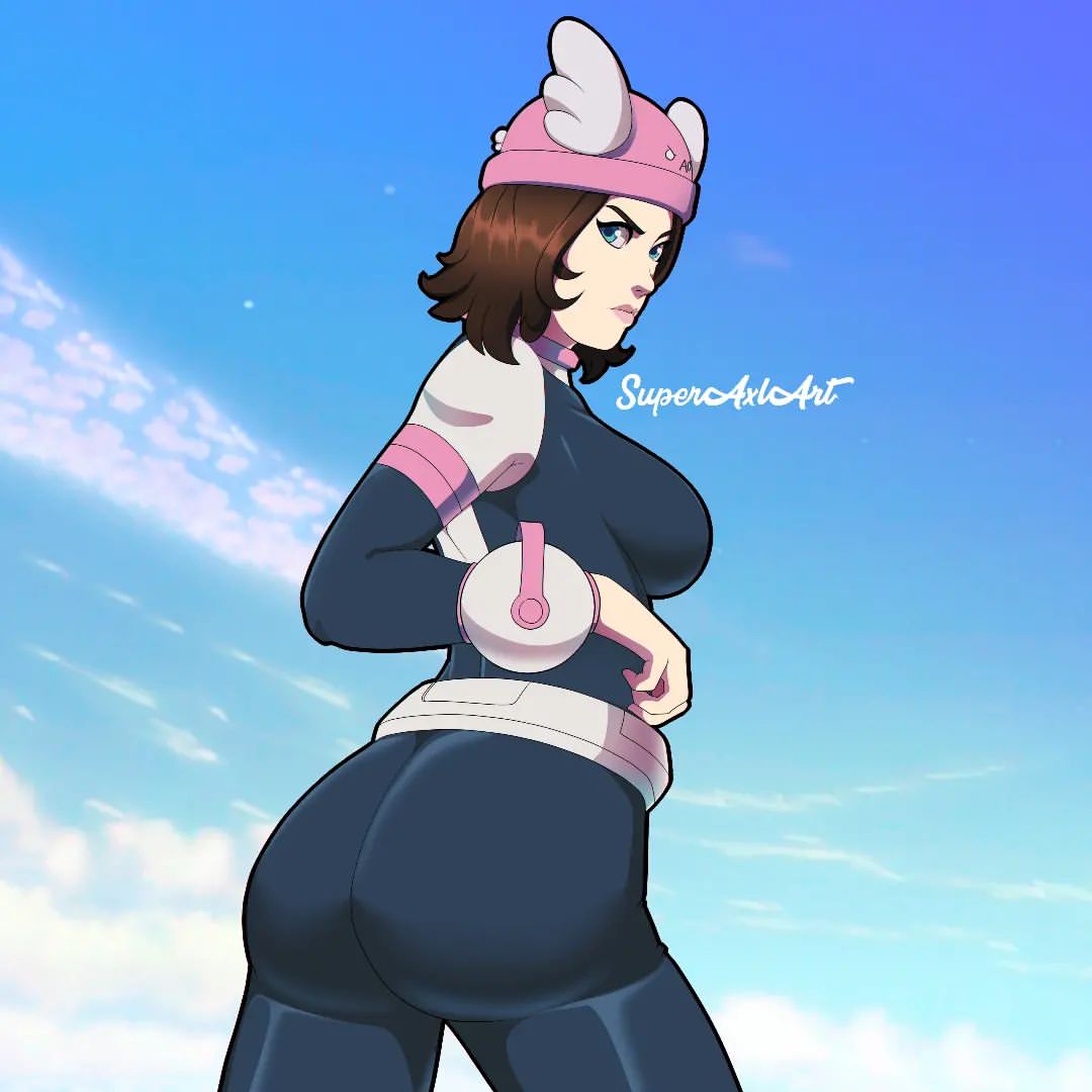 ass big_breasts big_butt blue_eyes breasts cosplay female fortnite my_hero_academia ochako_uraraka ochako_uraraka_(cosplay) ochako_uraraka_(hero_outfit) skye_(fortnite) superaxlart uraraka_ochako uraraka_ochako_(cosplay)