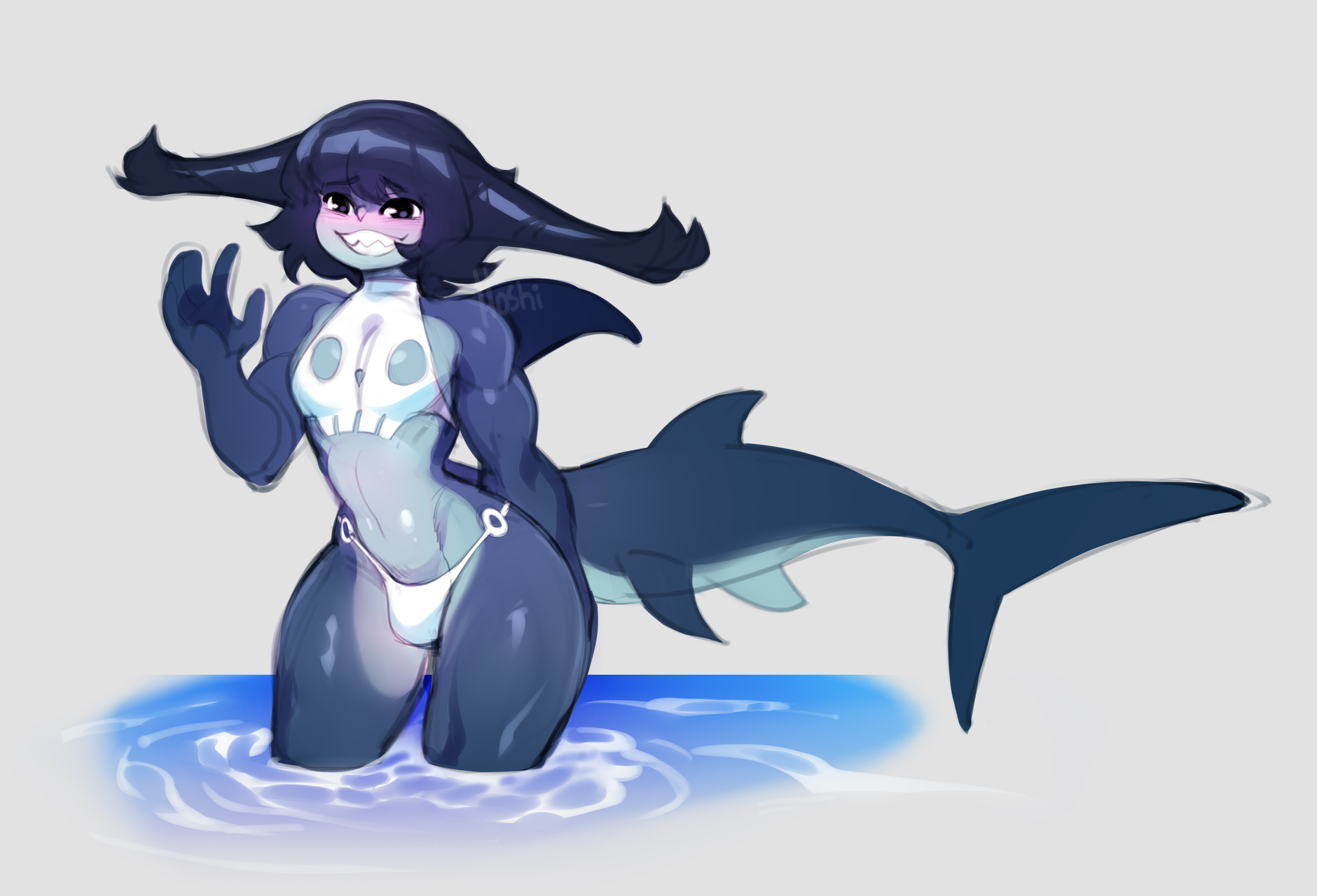 1boy, anthro, anthro only, bulge, femboy, fish, girly, hammie (nedoiko), male, male only, nedoiko, penis, scalie, scalie only, shark, shark boy, solo, tagme