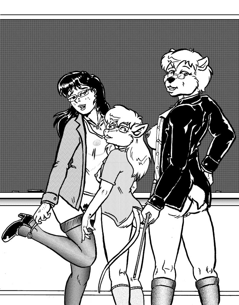 2022 anthro ass barely_visible_genitalia barely_visible_pussy bottomless breast_size_difference breasts chalkboard cheek_tuft clothed clothing debbie_frobisher ear_piercing eyewear facial_tuft footwear freckles genitals glasses greyscale group hand_on_hip high_heels holding_object human jacket jaque_smith jewelry legwear looking_at_viewer looking_back mammal monochrome mouse murid murine necklace nipples on_one_leg open_clothing open_jacket open_shirt open_topwear penny_pound piercing polar_bear pubes pussy rear_view rodent shirt size_difference smile socks standing stockings style_wager thigh_highs topwear translucent translucent_clothing translucent_shirt translucent_topwear trio tuft ursid ursine