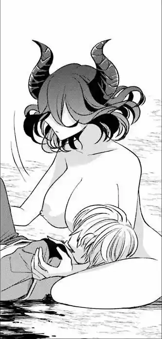1girls, alto goldfield, breasts, female, hips, horns, huge breasts, kinsou no vermeil, manga, seductive, thick thighs, vermeil (kinsou no vermeil)