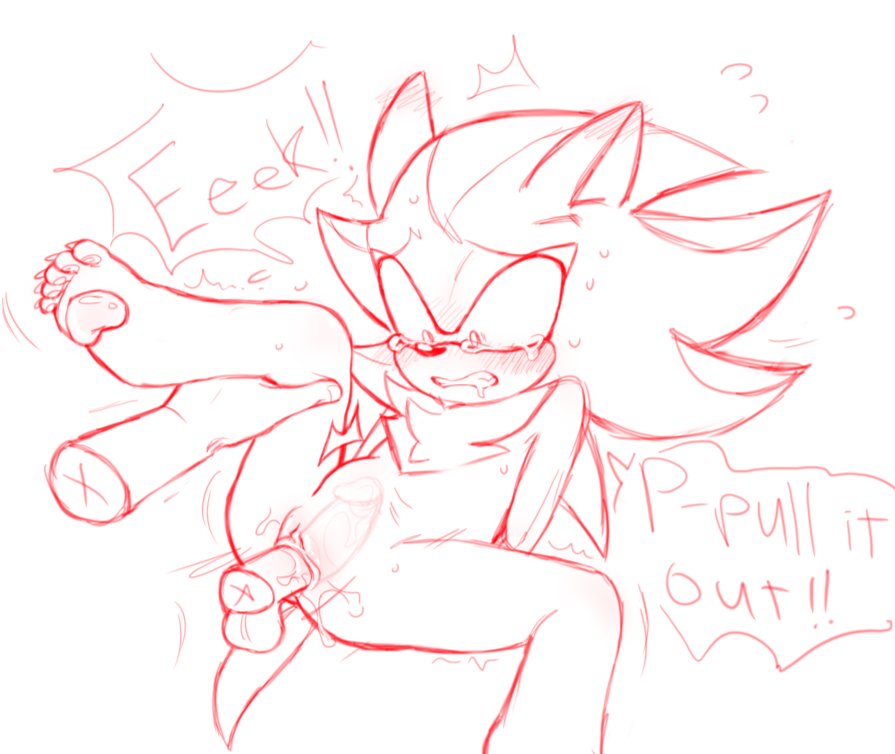 anthro, belly bulge, big penis, cuntboy, femboy, furry, human on anthro, intersex, male, pawpads, paws, penis, pussy, shadow the hedgehog, sonic (series), vagina, vaginal sex