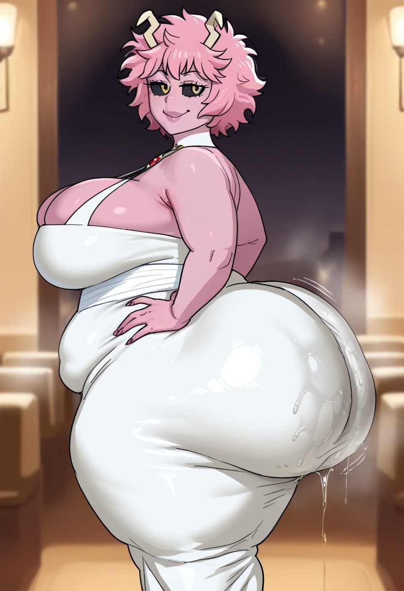 1girls, ai assisted, ai generated, ass, bbw, big ass, big breasts, breasts, chubby, civitai, dress, fat ass, female, female only, huge ass, huge breasts, kalagod, massive ass, mina ashido, my hero academia, solo, tagme, thick thighs, wide hips