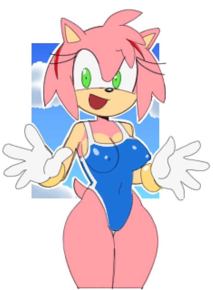 amy rose, breasts, brolycoochie, female, sonic (series), swimsuit