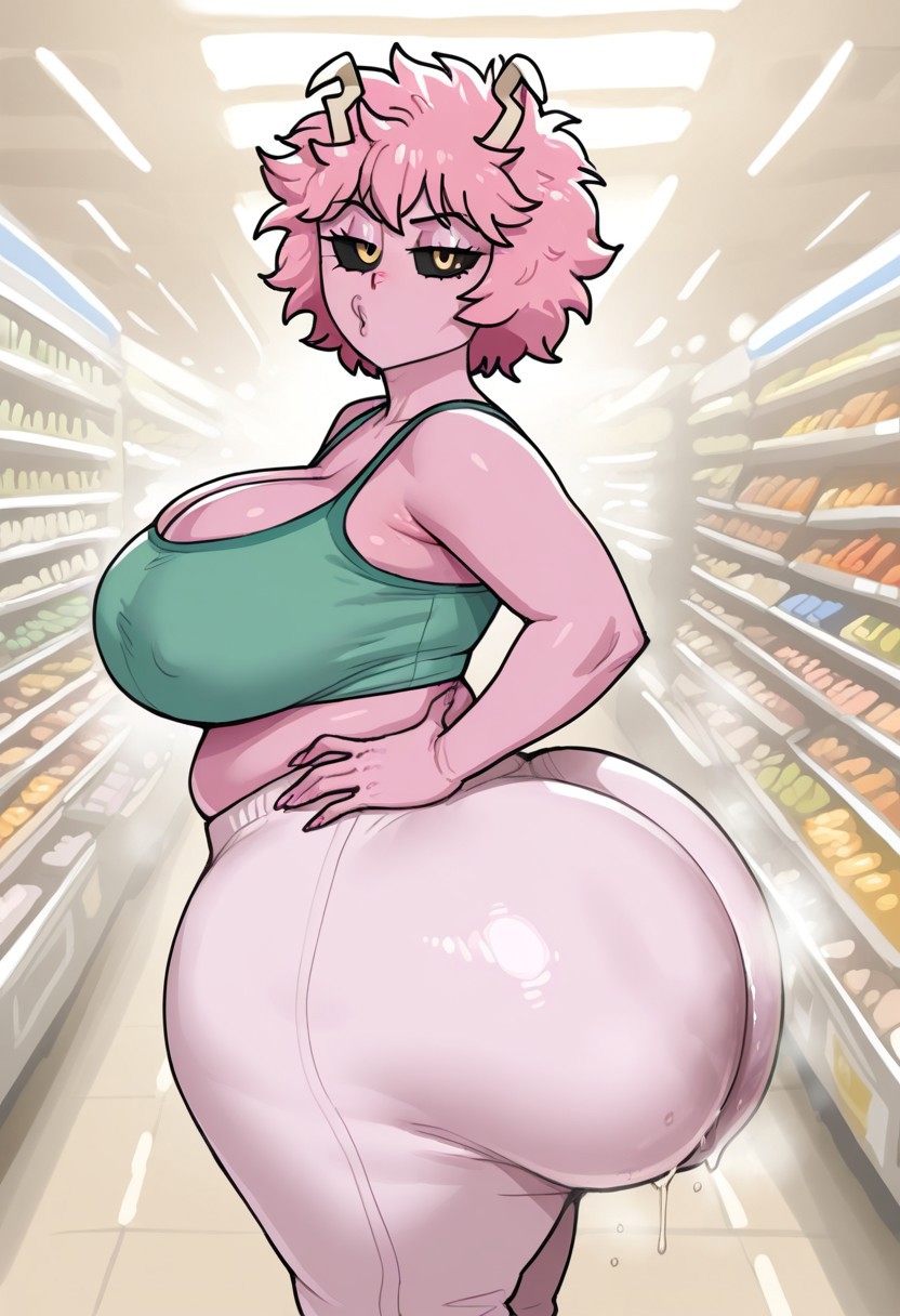 1girls, ai assisted, ai generated, ass, bbw, big ass, big breasts, breasts, chubby, civitai, fat ass, female, female only, huge ass, huge breasts, kalagod, massive ass, mina ashido, my hero academia, solo, sweatpants, tagme, tanktop, thick thighs, wide hips