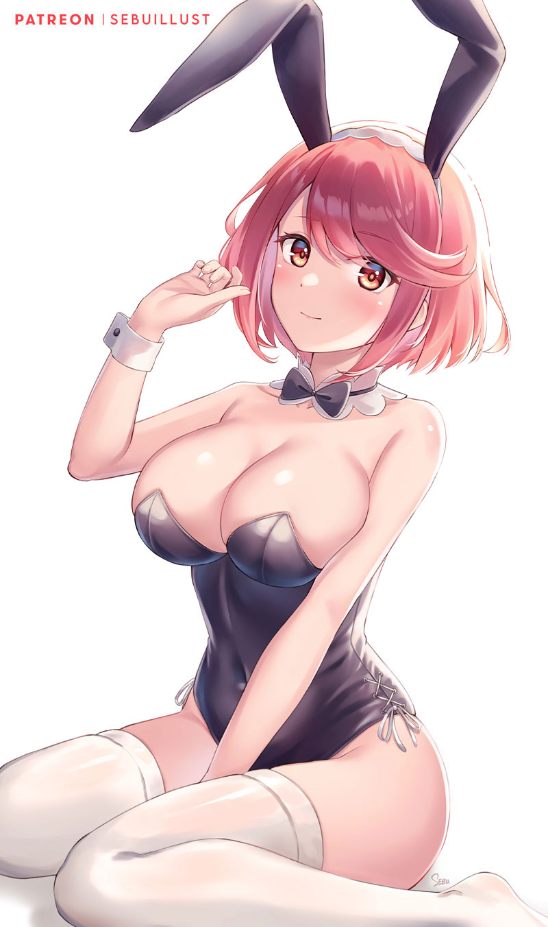 1girls bunnygirl bunnysuit female female_only latex light-skinned_female light_skin nintendo pyra sebu_illust sebuillist shiny_clothes short_hair solo solo_female tagme tight_clothing xenoblade_(series) xenoblade_chronicles_2