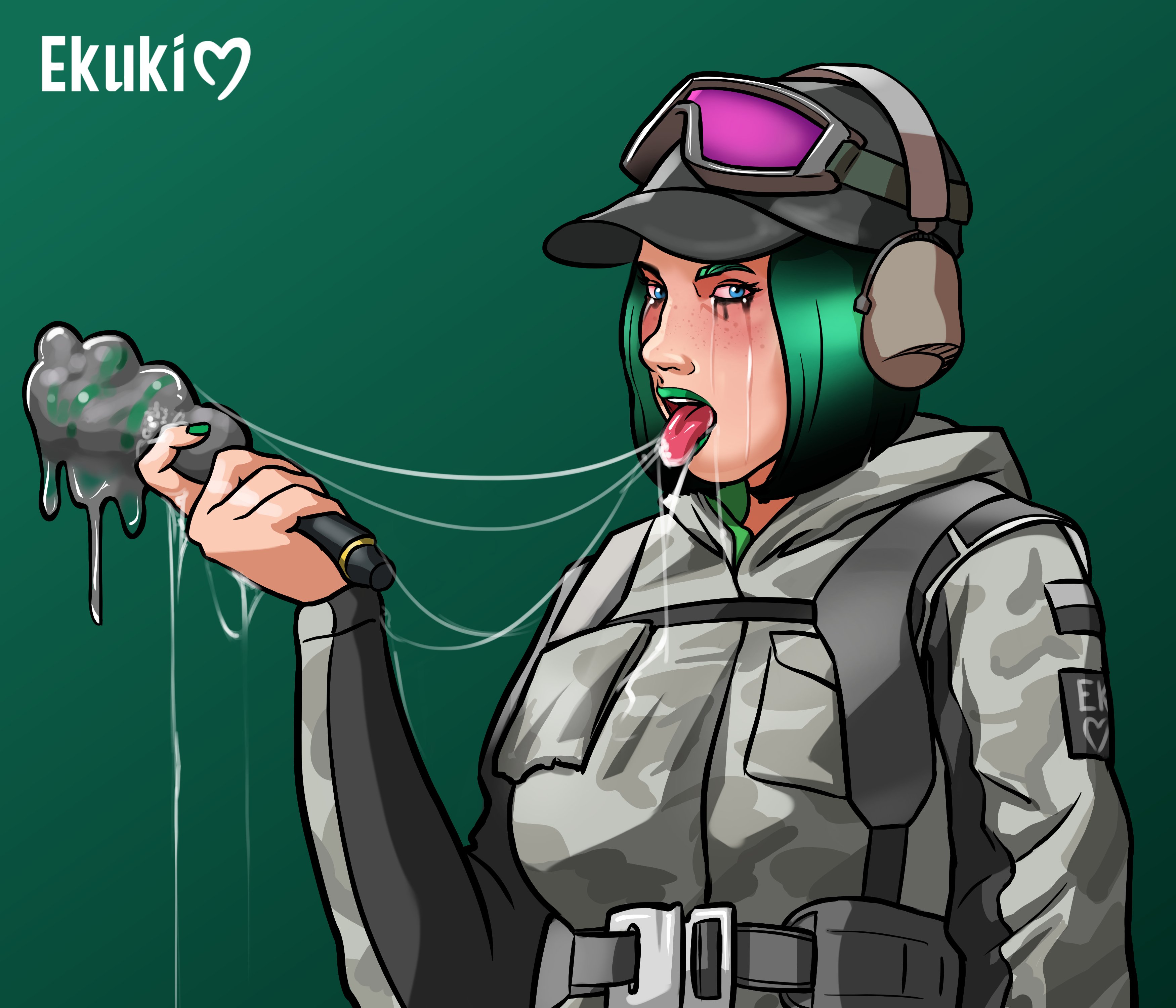 ekuki, ela (rainbow six), female, grzmot mine, lipstick, rainbow six, rainbow six siege