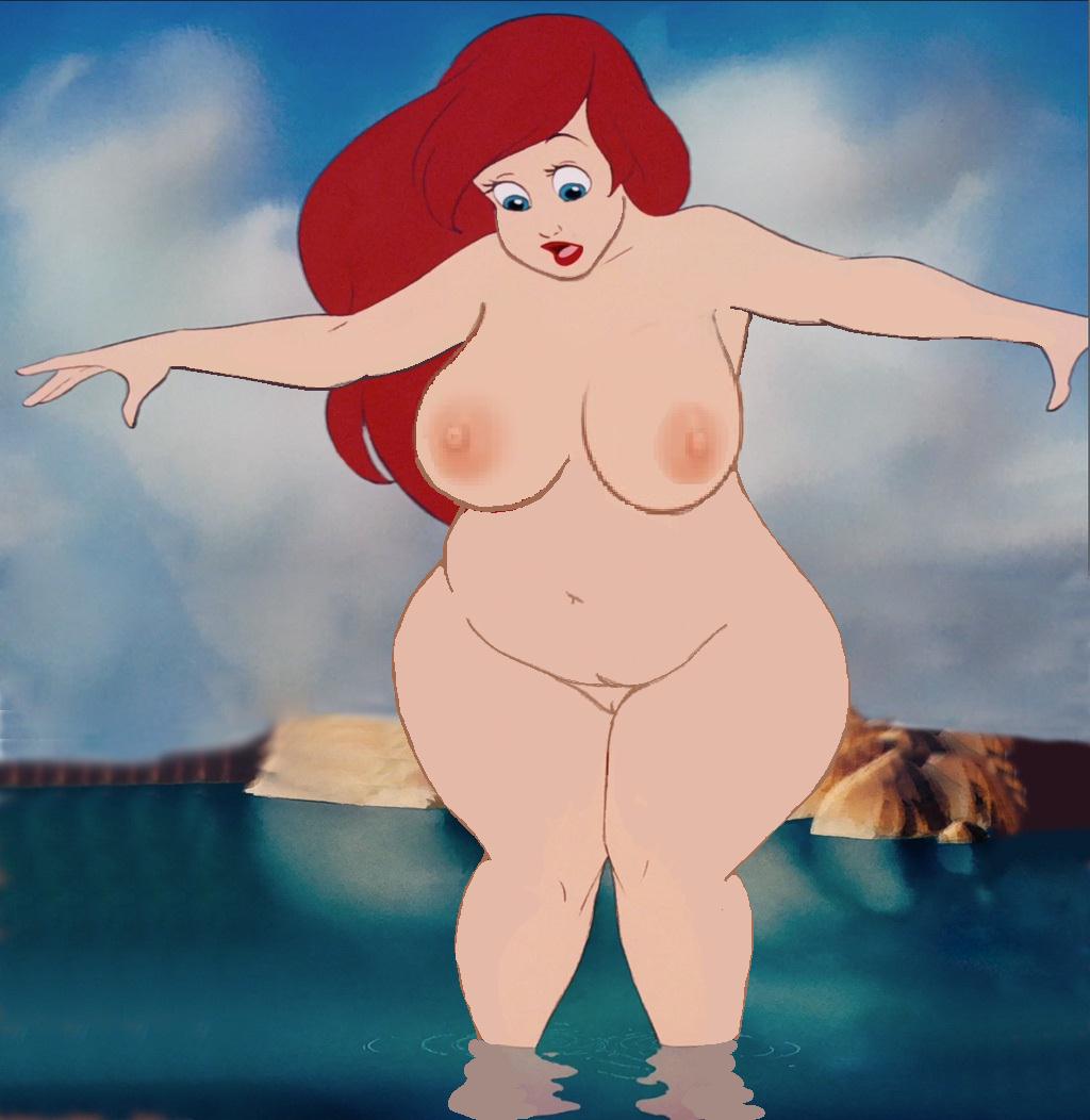 absurdly_long_hair ariel ariel_(the_little_mermaid) beach big_belly big_breasts blue_eyes busty chubby chubby_female disney disney_princess female female_focus full_body fupa heroine human_only in_water large_breasts long_hair naked_female nekomate14_edited obese_female outstretched_arms overweight overweight_female pale-skinned_female photoshop plump princess red_hair red_lips redhead royalty screenshot_edit shocked_expression shore someraindropsonroses_(artist) standing surprised_expression teenage_girl the_little_mermaid the_little_mermaid_(1989_film) thick_thighs third-party_edit very_long_hair voluptuous vulva