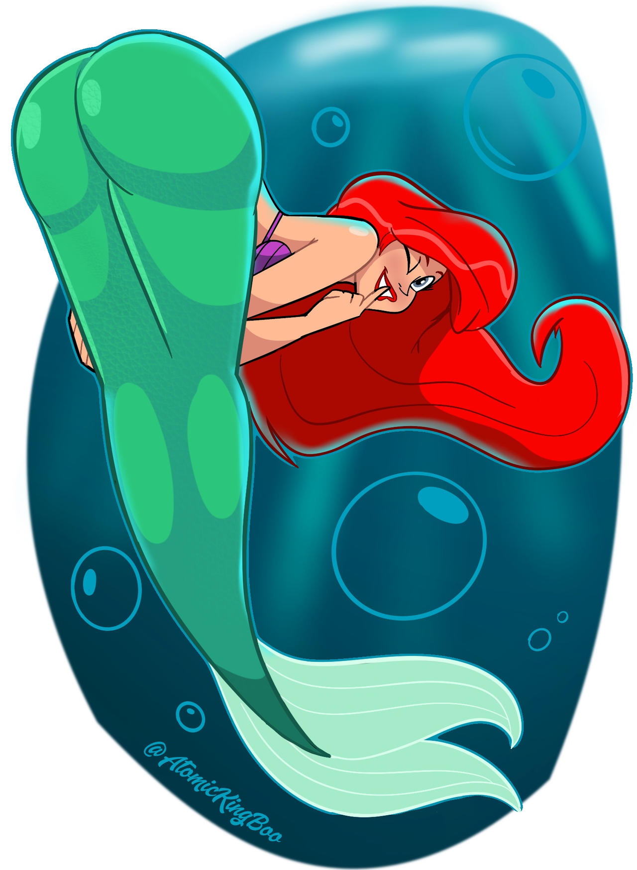 1girls ariel ass atomickingboo busty disney disney_princess female female_only green_tail hourglass_figure jpeg light-skinned_female light_skin lipstick long_hair mermaid mermaid_ass mermaid_tail princess red_hair red_lips red_lipstick seduction seductive seductive_eyes seductive_look seductive_mouth seductive_pose seductive_smile signature smile solo the_little_mermaid underwater very_long_hair voluptuous water wide_hips