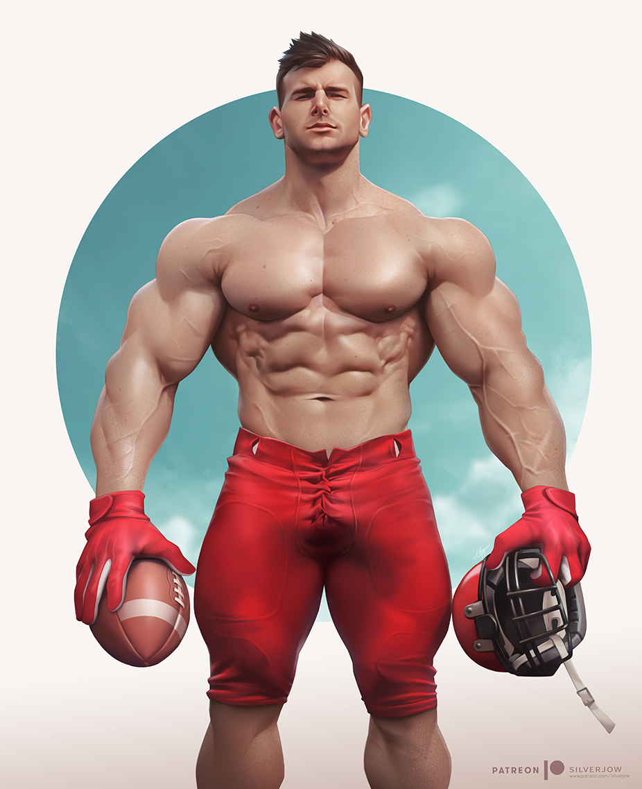 1boy 1male abs athlete athletic_male biceps blue_sky bodybuilder brown_hair bulge caucasian cloud deltoids football football_(ball) football_helmet football_uniform gloves holding_object light-skinned_male looking_at_viewer male male_focus male_only muscles muscular muscular_male nipples pale-skinned_male partially_clothed patreon patreon_username pecs real_person realistic shorts silverjow simple_background solo_focus solo_male sportswear squint stubble topless_male undercut veiny_arms veiny_muscles white_background yevhenii_mykhailenko