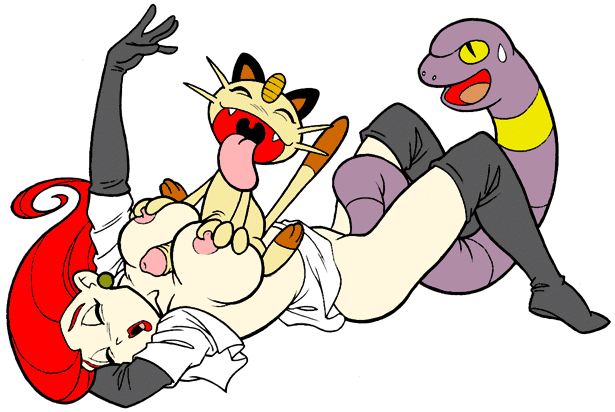 ahe_gao animal arm_behind_head arm_up boots breast_grab breast_squeeze breasts cat_ears closed_eyes curvy_figure ekans erect_nipples female feral high_heel_boots human interspecies jessie_(pokemon) john_postma large_breasts lipstick long_sleeve_gloves male meowth miniskirt moaning nintendo on_back open_mouth open_shirt paizuri penetration penis pokemon pokephilia red_hair spread_legs straight sweatdrop tail tail_penetrating tail_sex team_rocket thigh_boots tongue_out vaginal_penetration white_background zoophilia