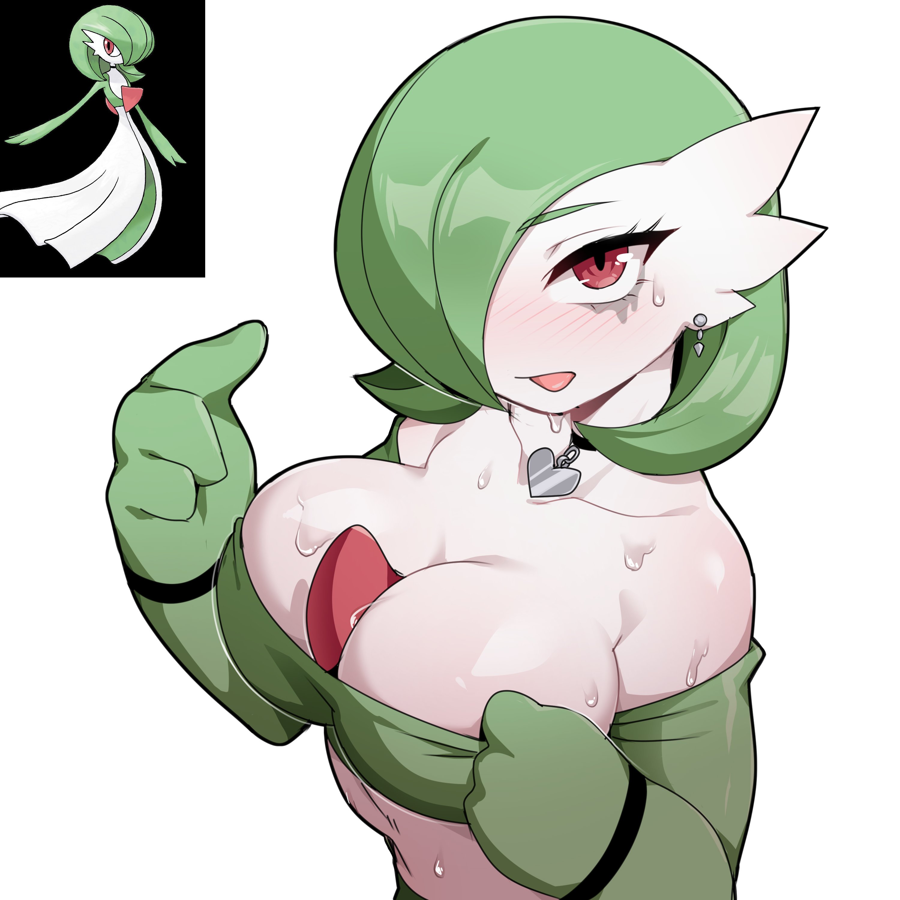 1girls, 2d, ariel lopez, arilopez550, athletic, athletic female, big breasts, blush, breasts, female, female focus, female only, game freak, gardevoir, nintendo, pokémon (species), pokemon, pokemon (game), pokemon (species), pokemon rse, red eyes, solo, upper body, white background