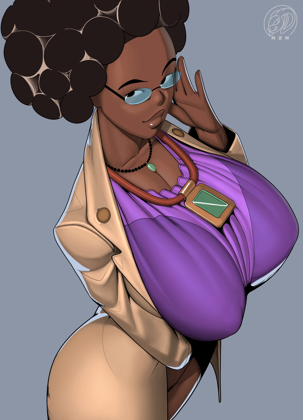 african african_female afro big_breasts busty clothing dark-skinned_female dark_skin fanart female female_only glasses huge_breasts krystal_(ni_no_kuni) neozoa ni_no_kuni ni_no_kuni_2 npc nz_naughty smile video_games