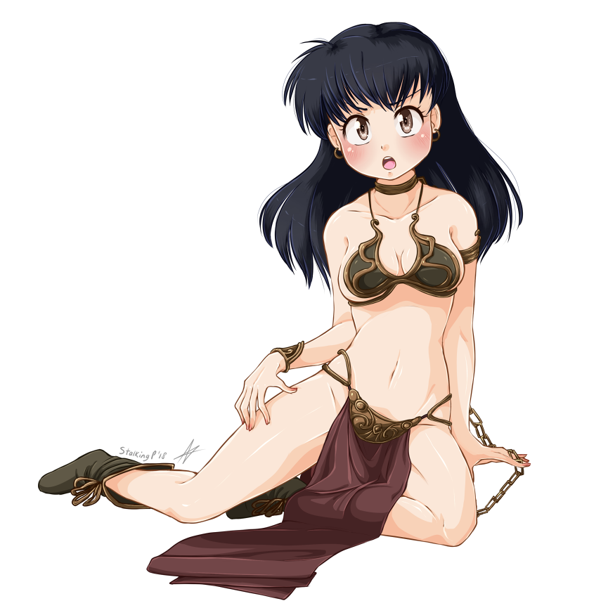 1girls alternate_costume arabian_clothes belly_dancer belly_dancer_outfit black_hair boots brown_eyes cleavage dancer dancer_outfit female female_only harem_girl harem_outfit inuyasha kagome_higurashi loincloth long_hair looking_at_viewer medium_breasts middle_eastern_clothing persian_clothing sitting slave slave_bikini slave_collar slave_leia_(cosplay) slave_outfit slavegirl solo stalkingp star_wars teenage_girl teenage_hooker teenager young