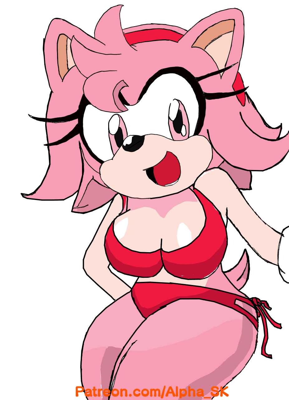 alpha_sk amy_rose beach big_breasts bikini mobian_(species) sega self_upload sonic_(series) sonic_the_hedgehog_(series) underwear