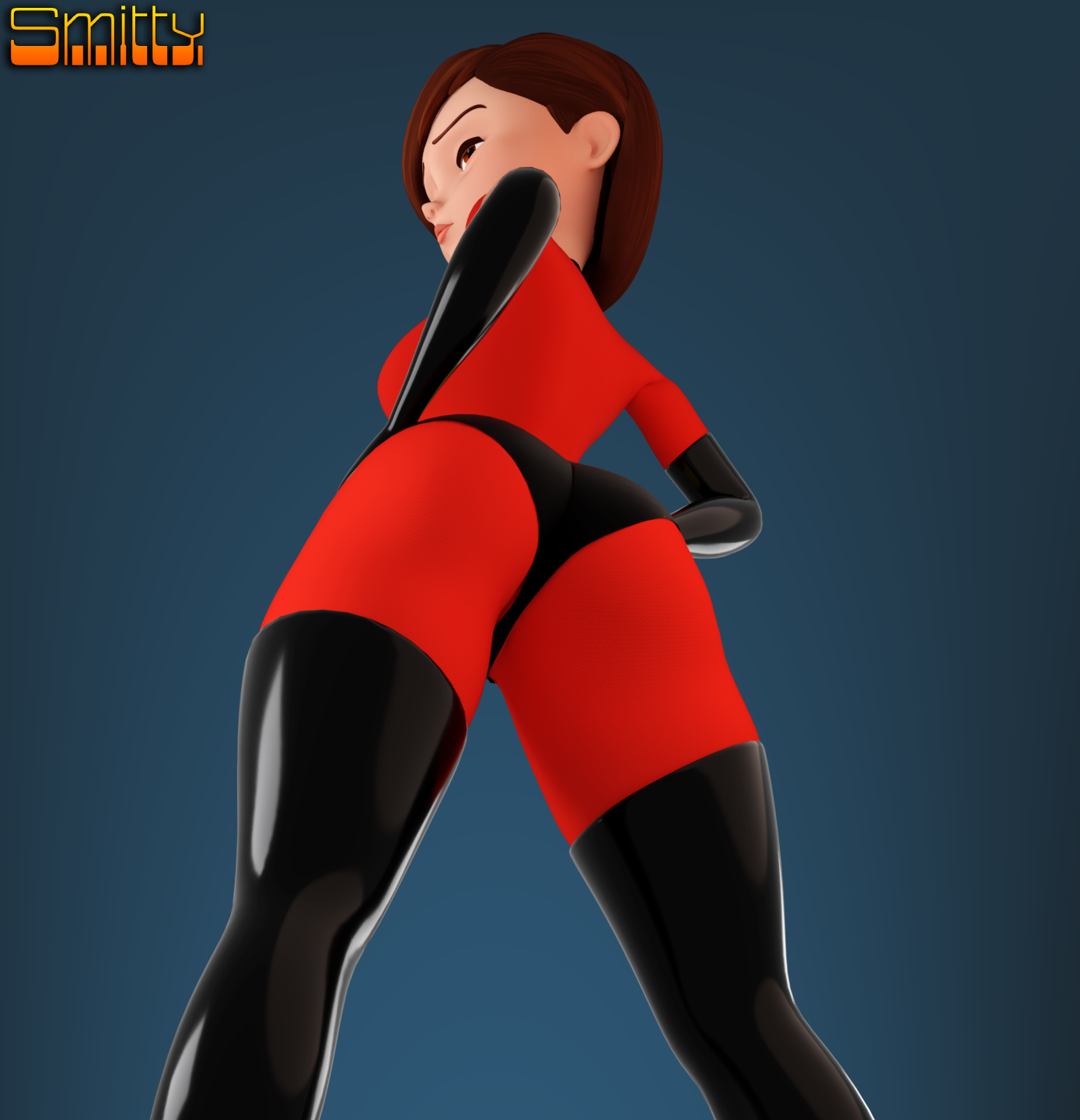 3d, 3d (artwork), ass, big ass, blender (software), disney, elastigirl, female, hands on hips, helen parr, low-angle view, milf, pixar, smitty34, smooth skin, tagme, the incredibles, thick thighs