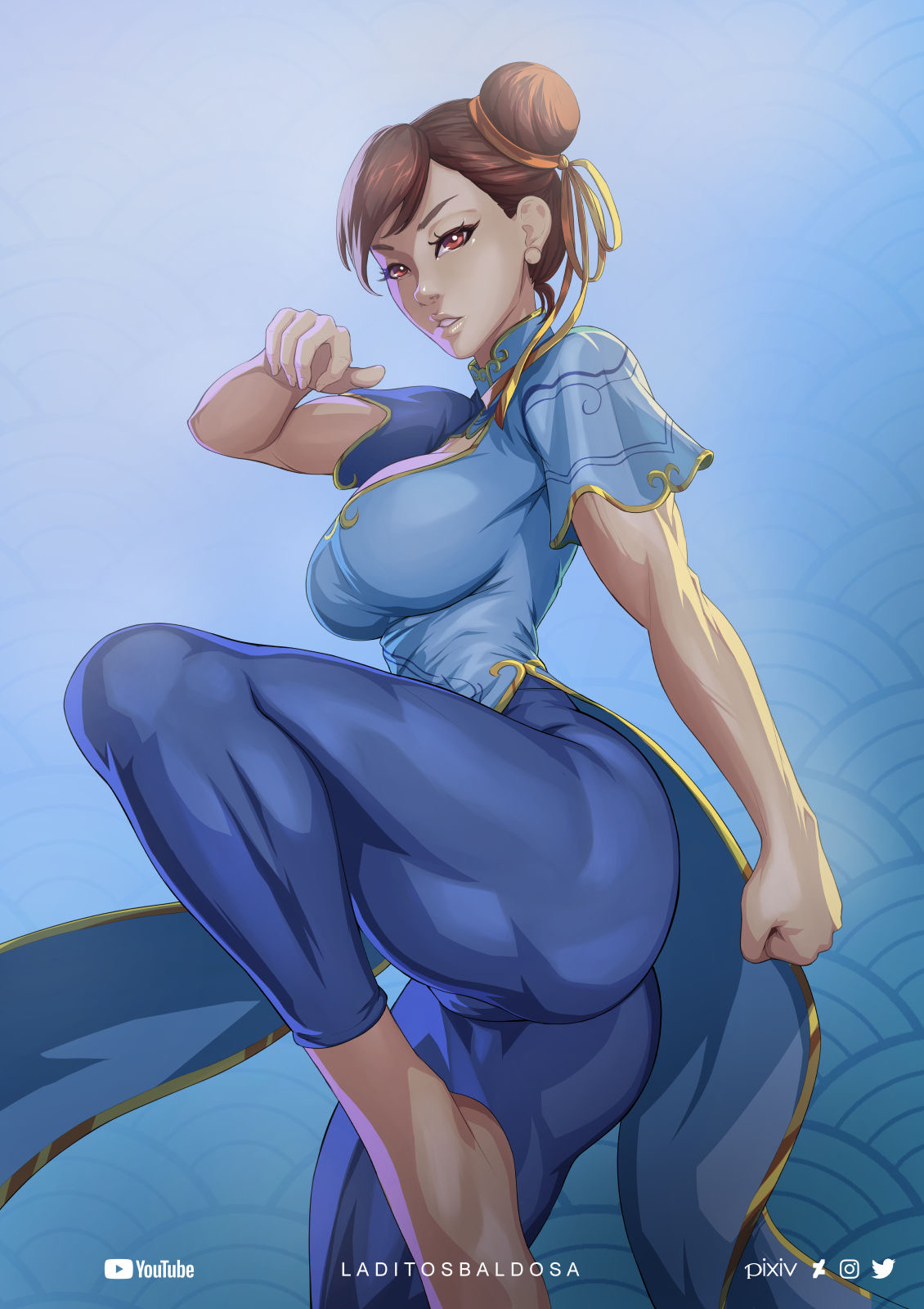1girls, ass, barefoot, big ass, big breasts, breasts, chun-li, female, female only, fully clothed, laditosbaldosa, solo, street fighter, street fighter 6