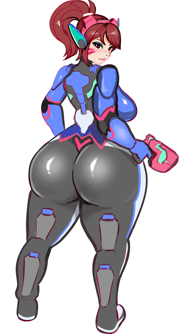 1girls ass big_ass big_breasts big_butt bodysuit breasts d.va desgardes eyeshadow facepaint female female_only huge_ass huge_butt makeup massive_ass overwatch png skin_tight skindentation solo standing thick_thighs tight_clothing white_background