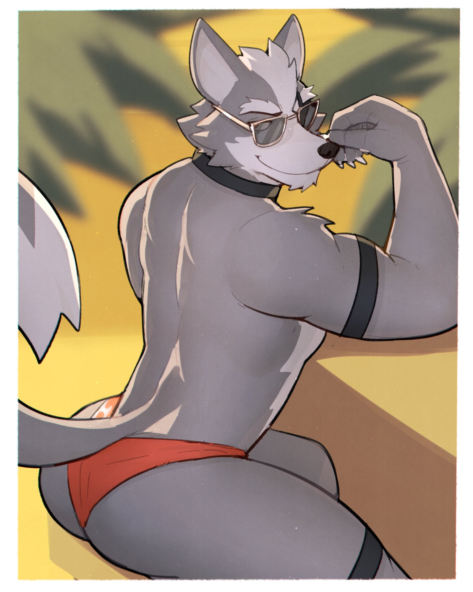 1boy, ass, big ass, bubble ass, bubble butt, canine, furry, gay, jrjresq, male, male only, smile, solo, star fox, sunglasses, tagme, underwear, wolf, wolf o'donnell