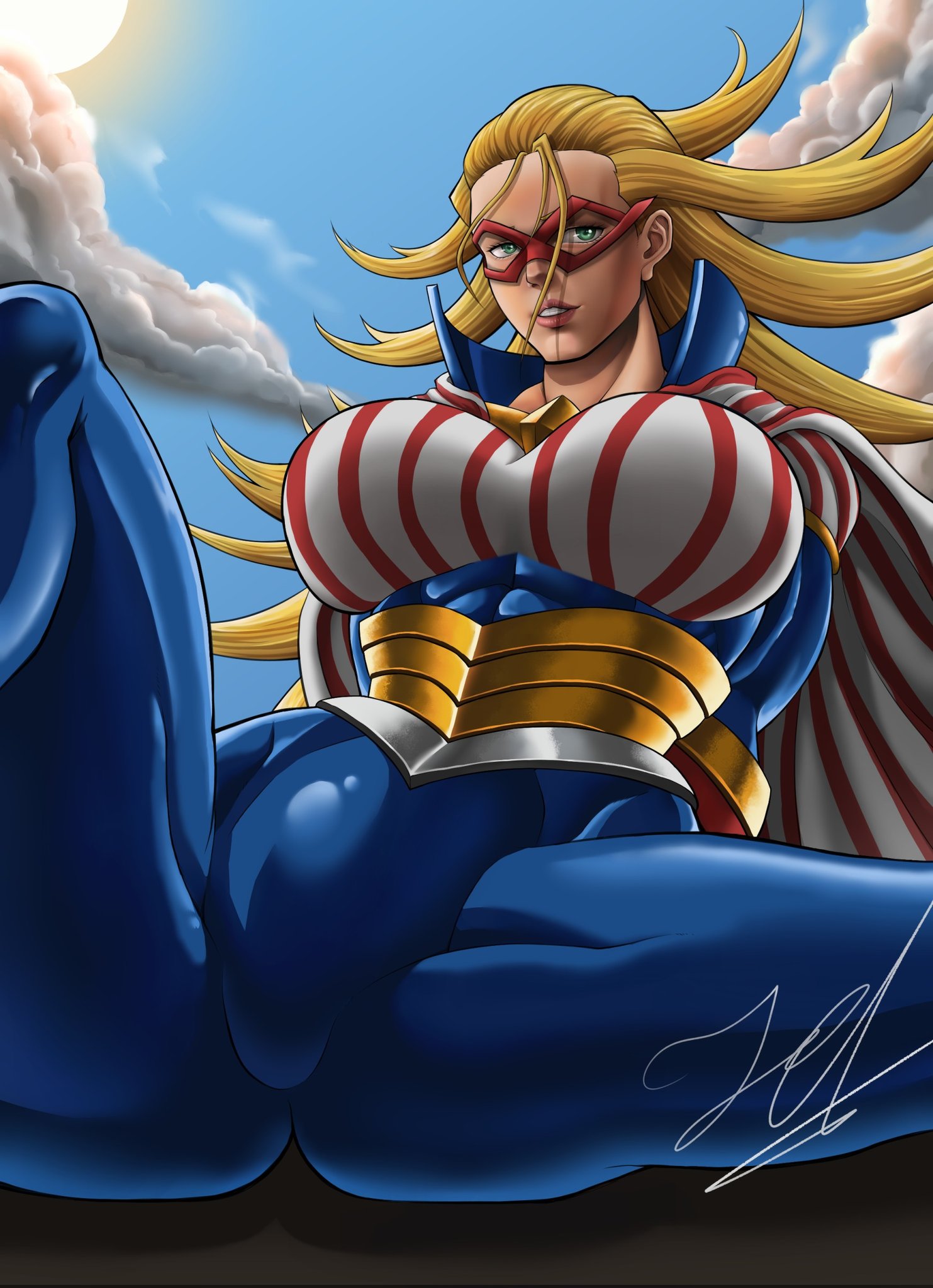 1girls, 2022, abs, big breasts, big pussy, breasts, cathleen bate, extreme muscles, female, glasses, huge breasts, huge pussy, konndeee, large breasts, muscle tone, muscles, muscular, muscular arms, muscular ass, muscular back, muscular female, muscular legs, muscular thighs, my hero academia, pussy, shounen jump, six pack, star and stripe (my hero academia), toned, toned female