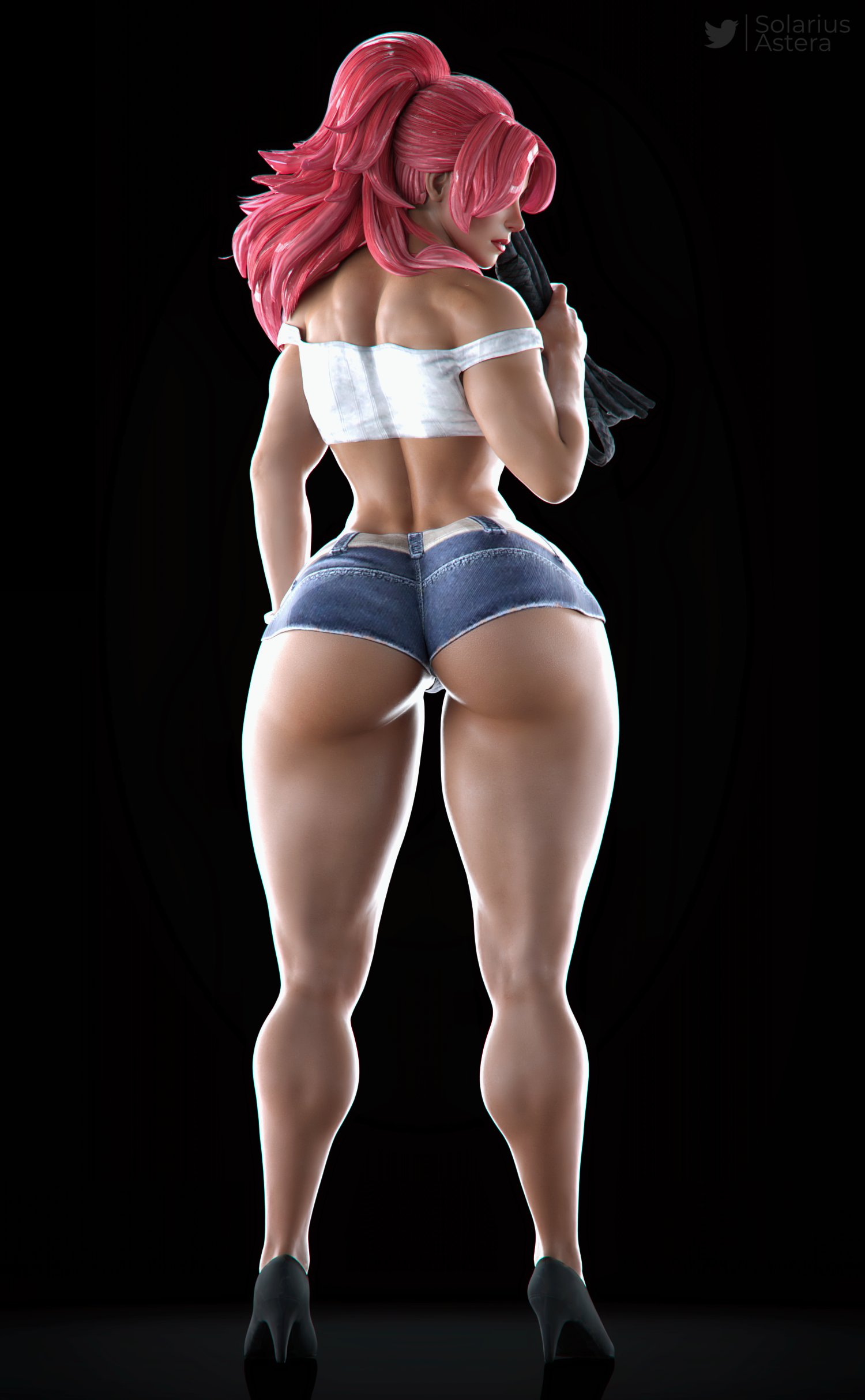 1girls, 3d, absurd res, ass, female, female only, final fight, hi res, poison (final fight), solarius astera, solo, street fighter, thighs