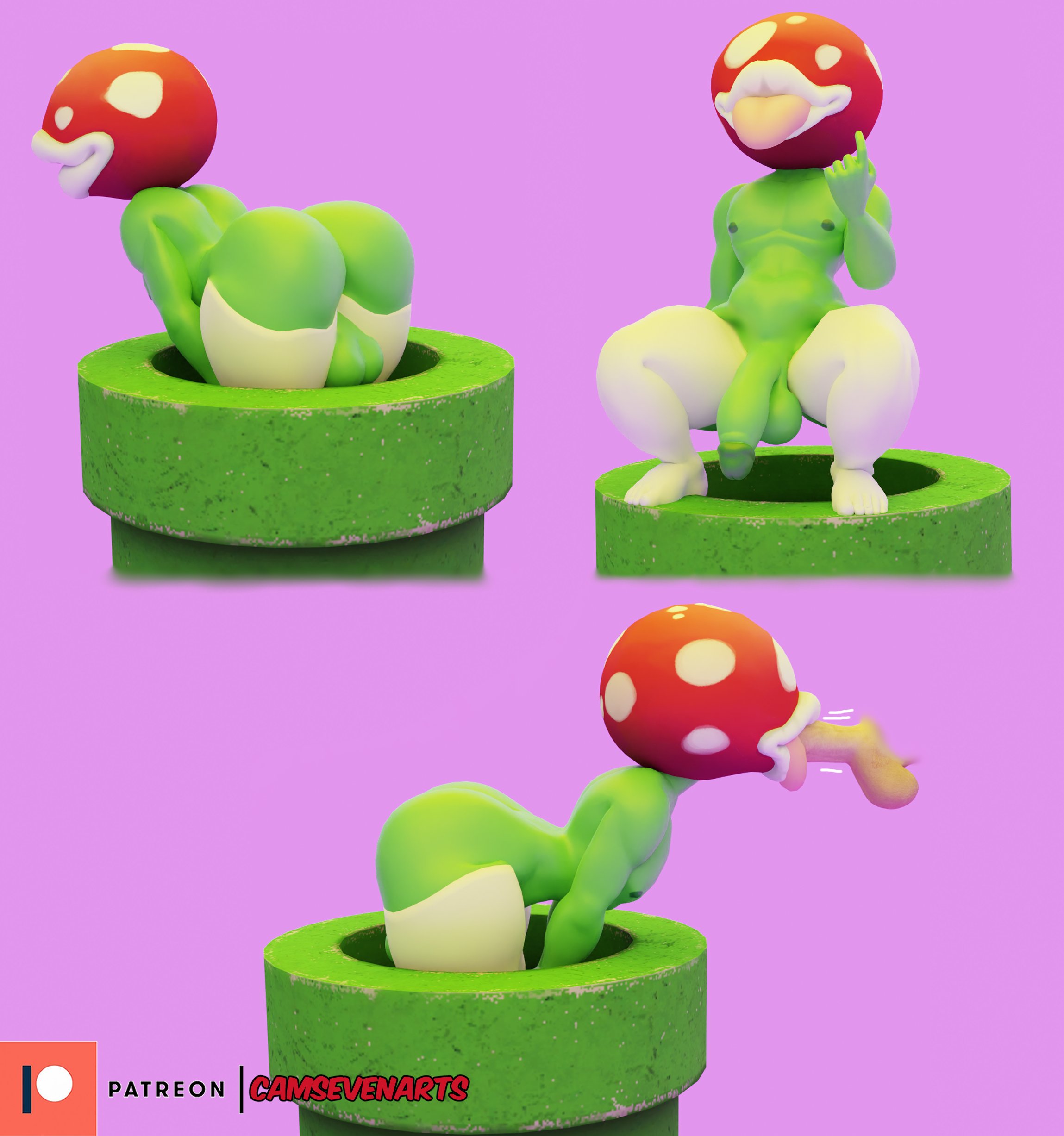 :p, 2boys, 3d, 5 fingers, ass, big ass, big butt, big lips, big lips no eyes, big penis, blowjob, blowjob face, bubble ass, bubble butt, camseven, eyeless, eyeless male, fat ass, femboy, flaccid, flaccid penis, gay, green body, green nipples, green penis, green skin, huge ass, huge lips, human on plantie, humanoid, large penis, male, male penetrated, male/male, mario (series), nipples, no eyes, oral, oral penetration, oral sex, patreon, patreon username, penis, pipes, piranha plant, plant, plant humanoid, plantie, tagme, tongue, tongue out, warp pipe